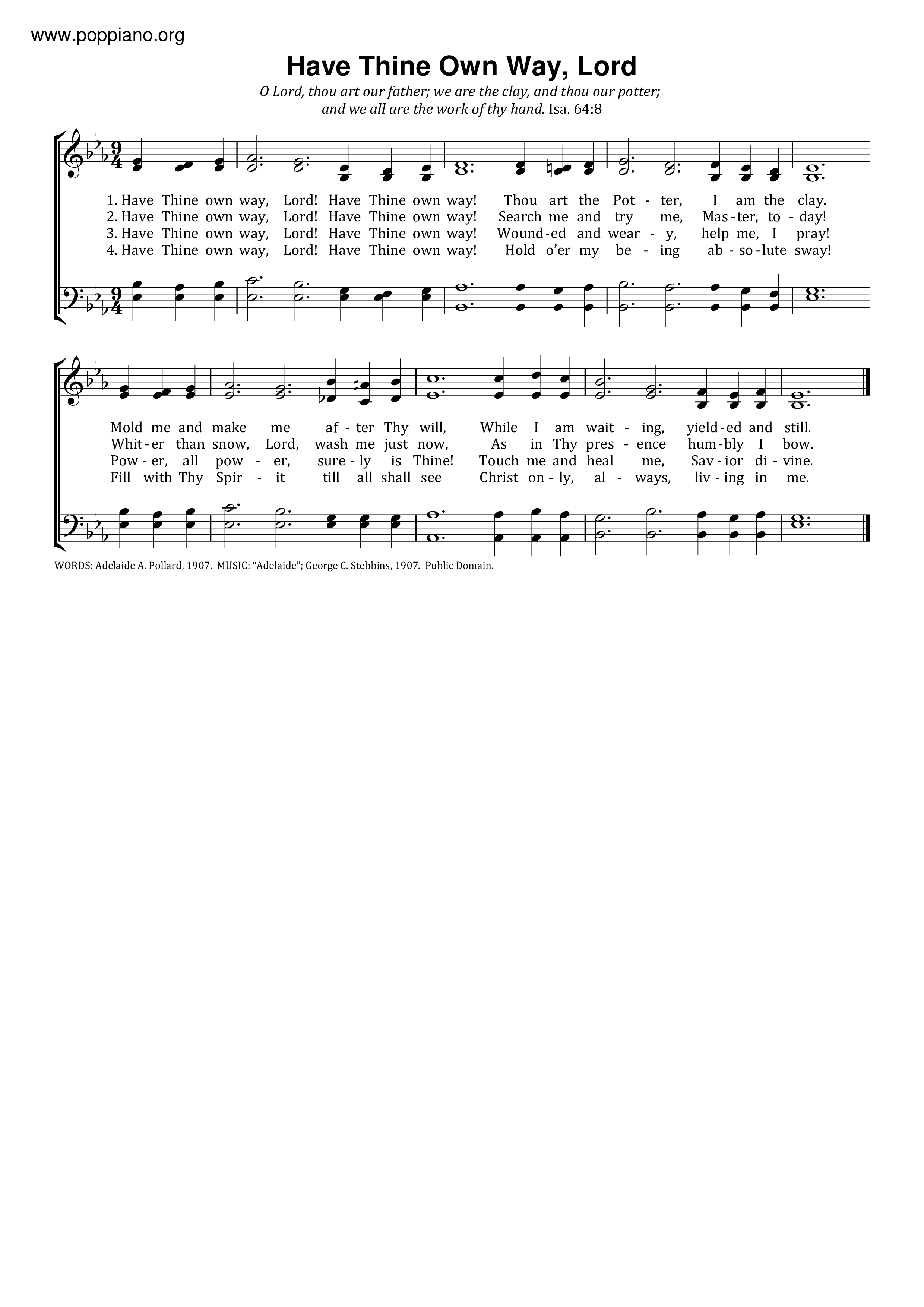 Have Thine Own Way, Lord Score
