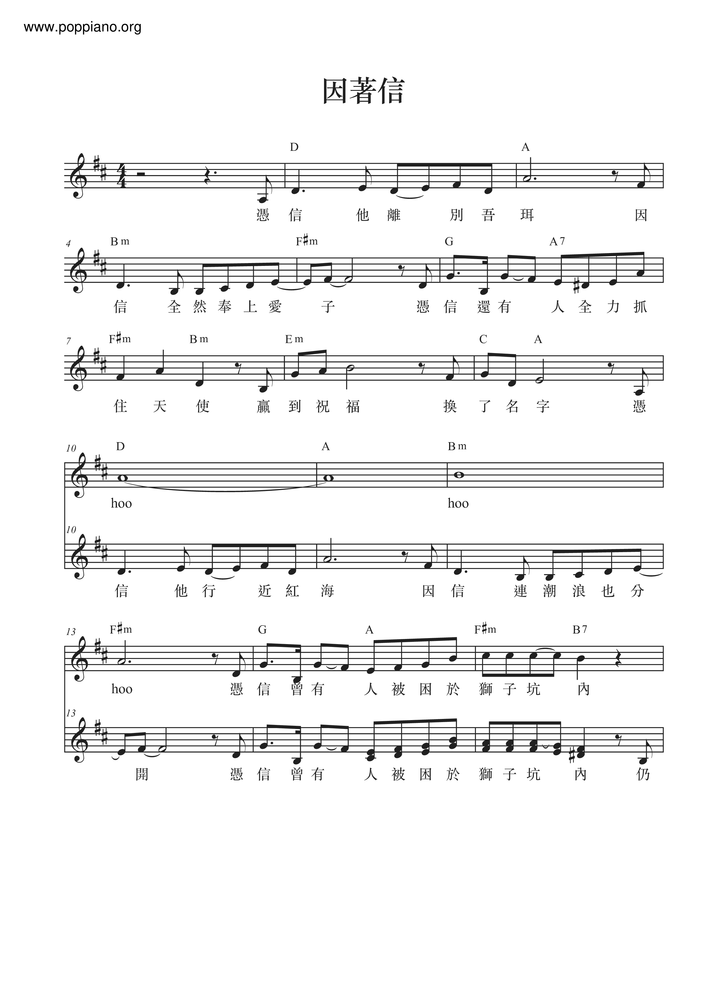 Because Of Faith Score