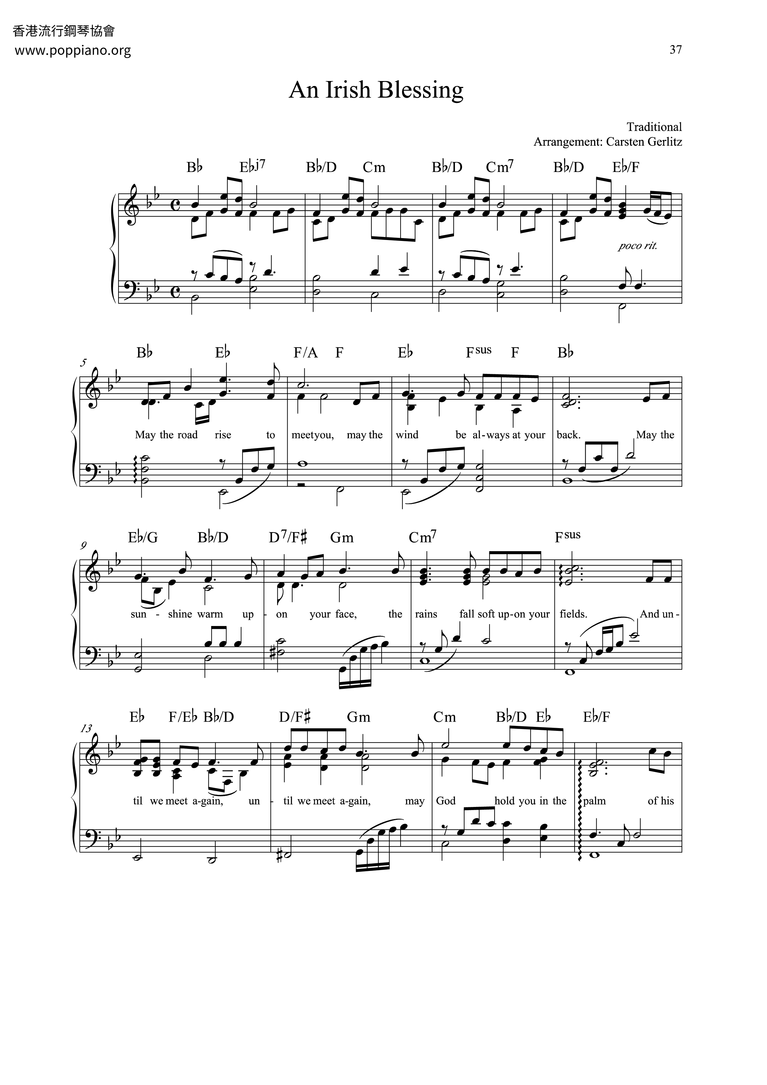 An Irish Blessing Score