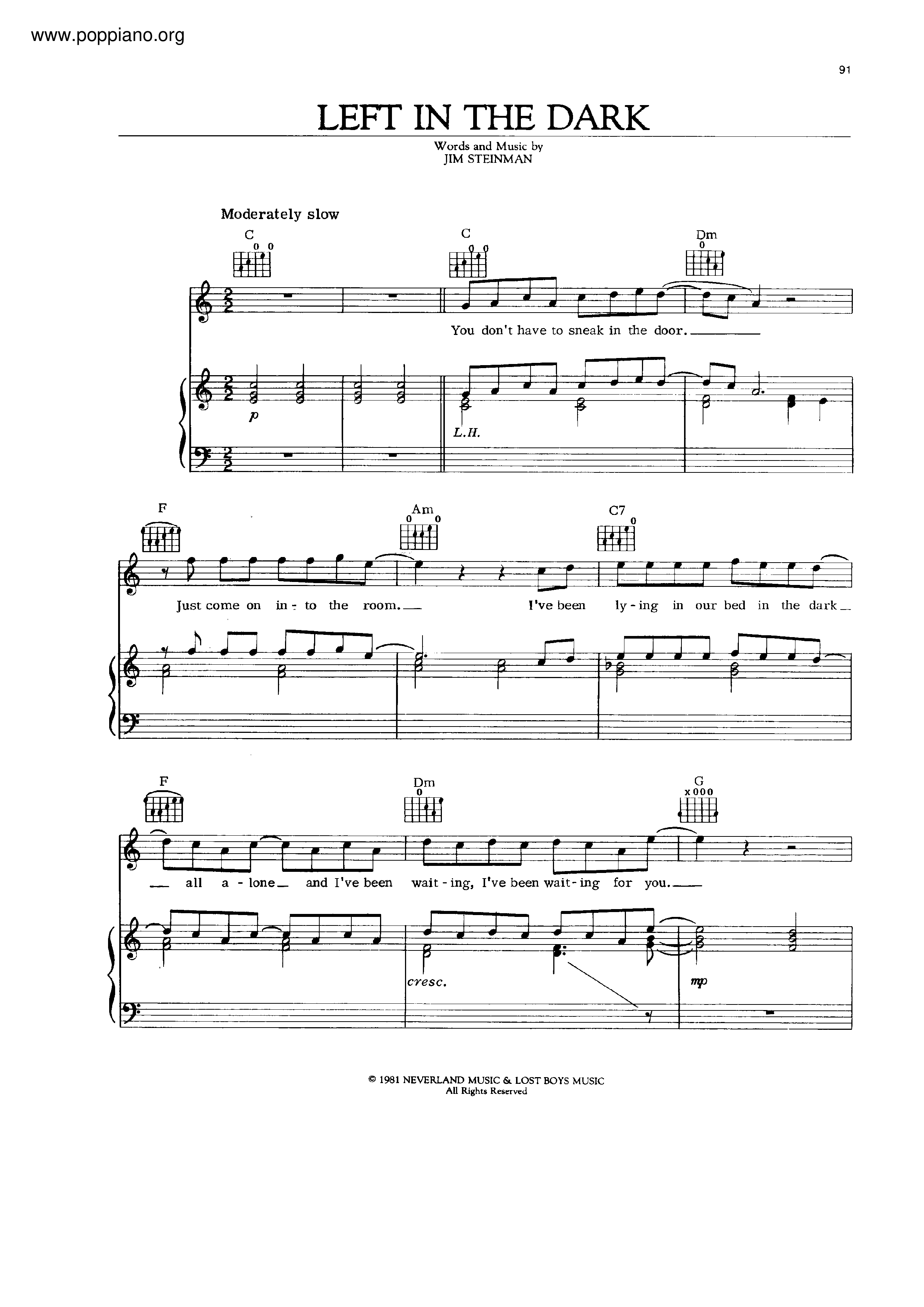Left In The Dark Score