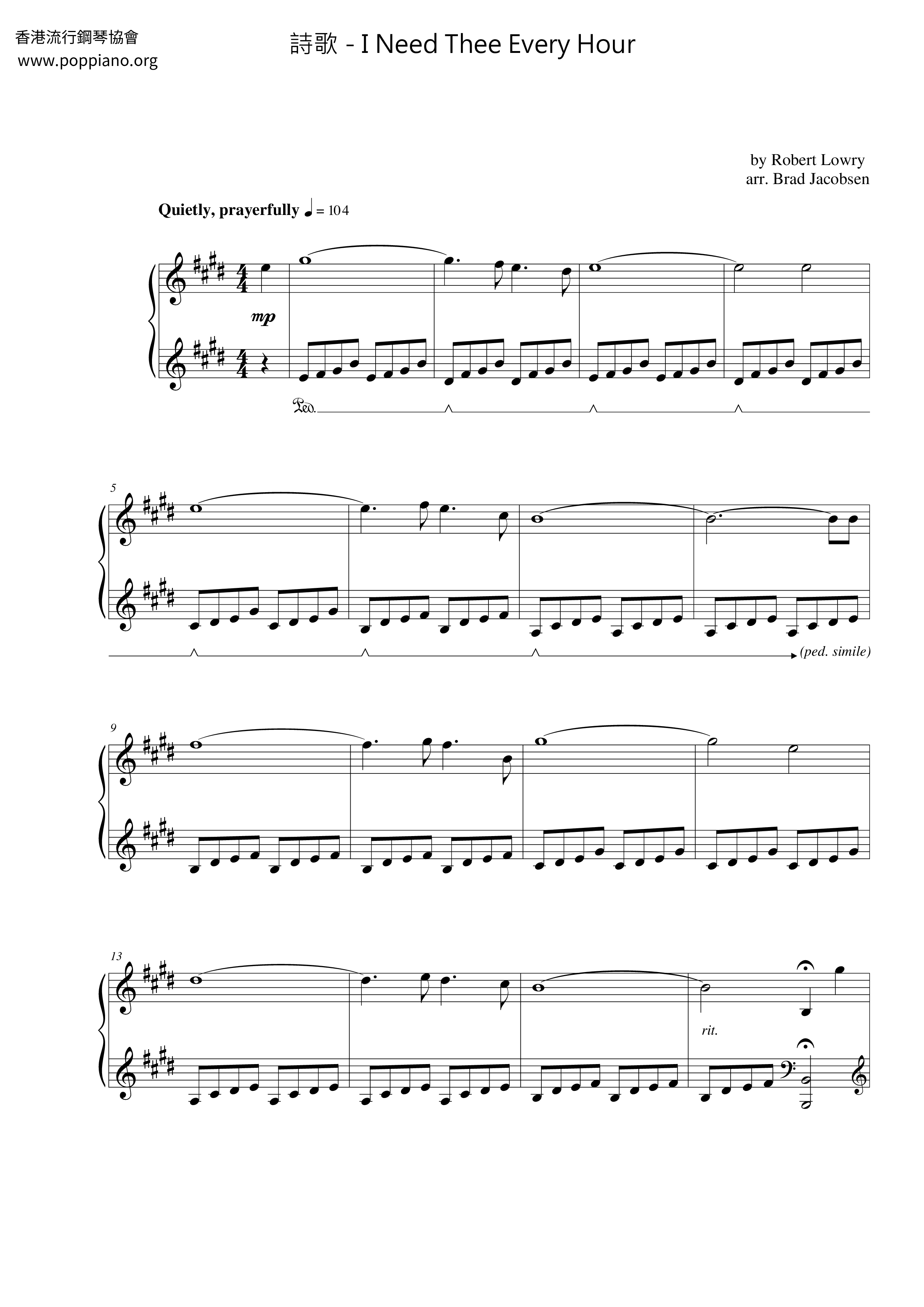 I Need Thee Every Hour Score