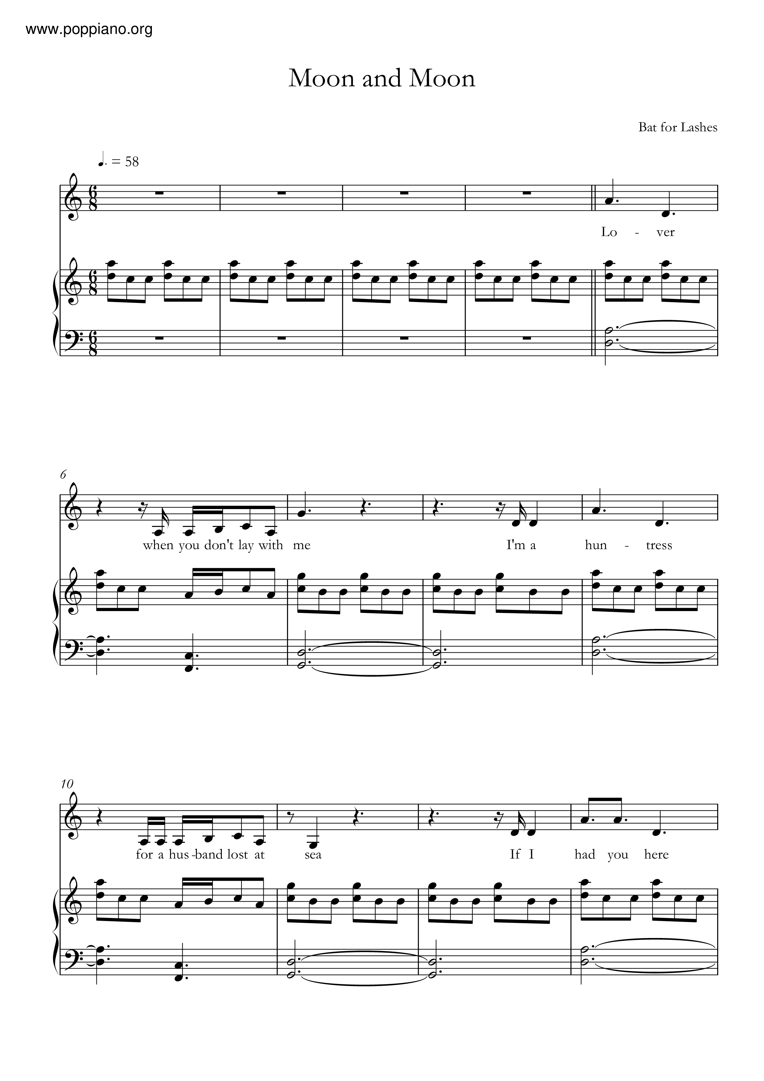 Bat For LashesMoon And Moon Sheet Music pdf, Free Score Download ★