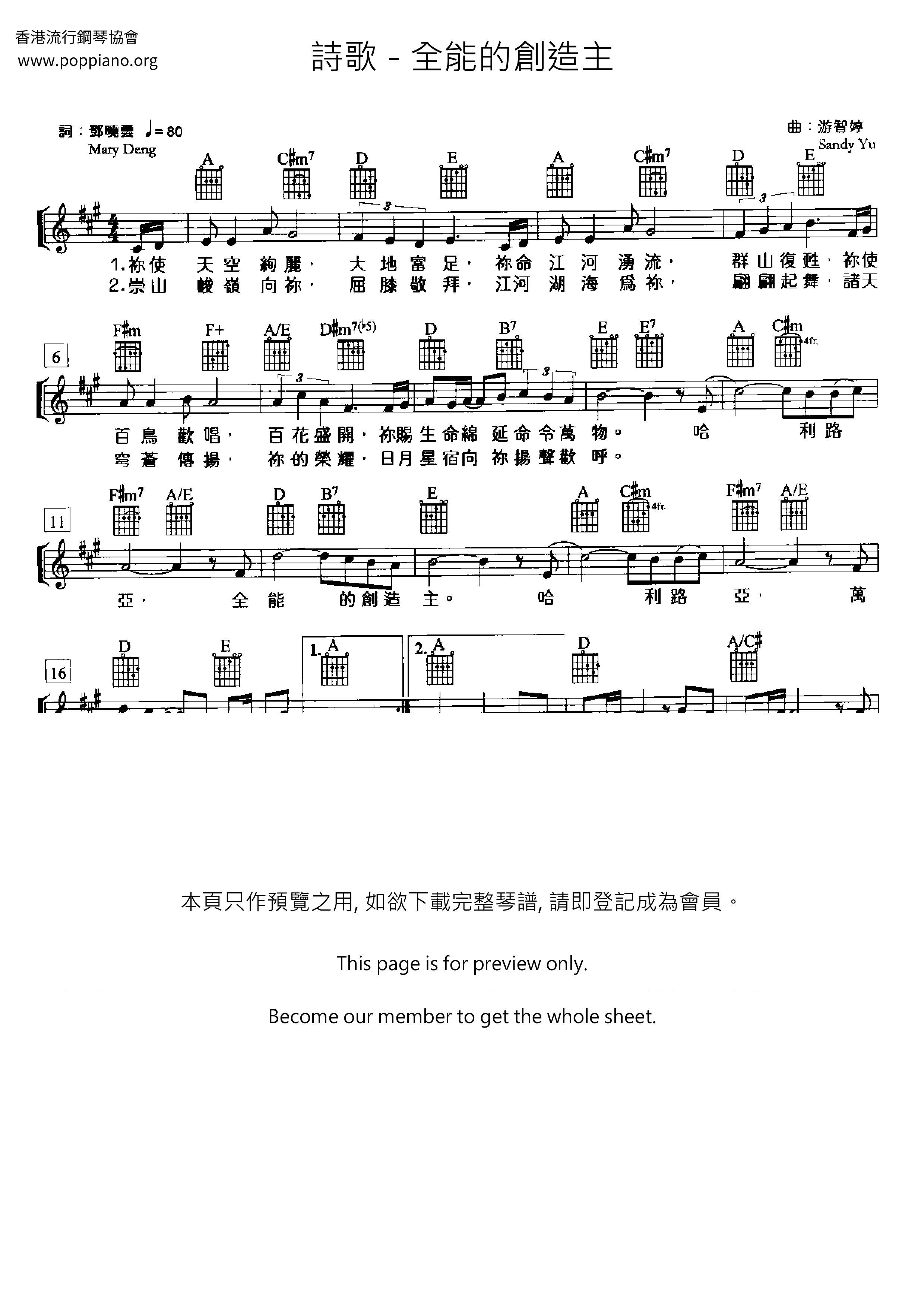 Stream Of Praise Score