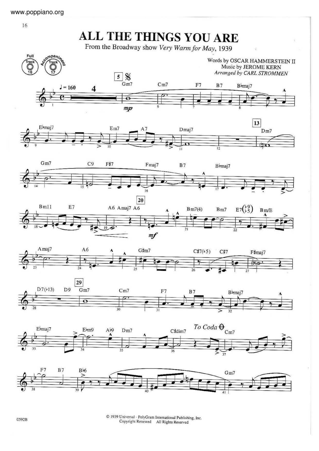 Jerome Kern-All The Things You Are Sax Score pdf, - Free Score Download ★