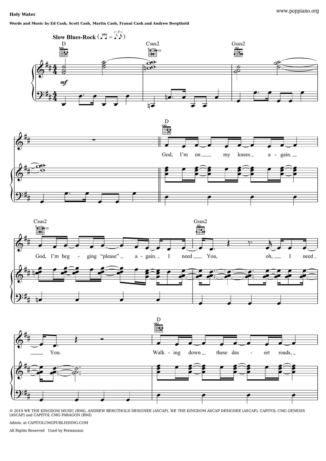 hymnHoly Water Sheet Music pdf, Free Score Download ★