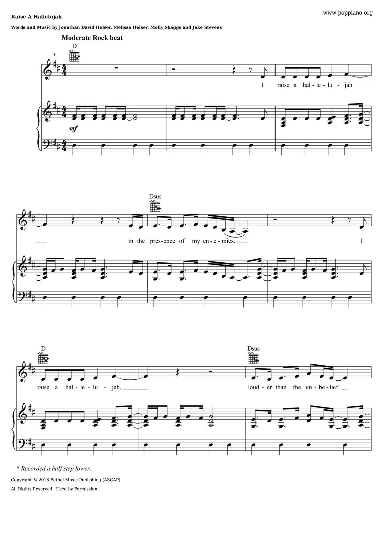 Raise A Hallelujah Score