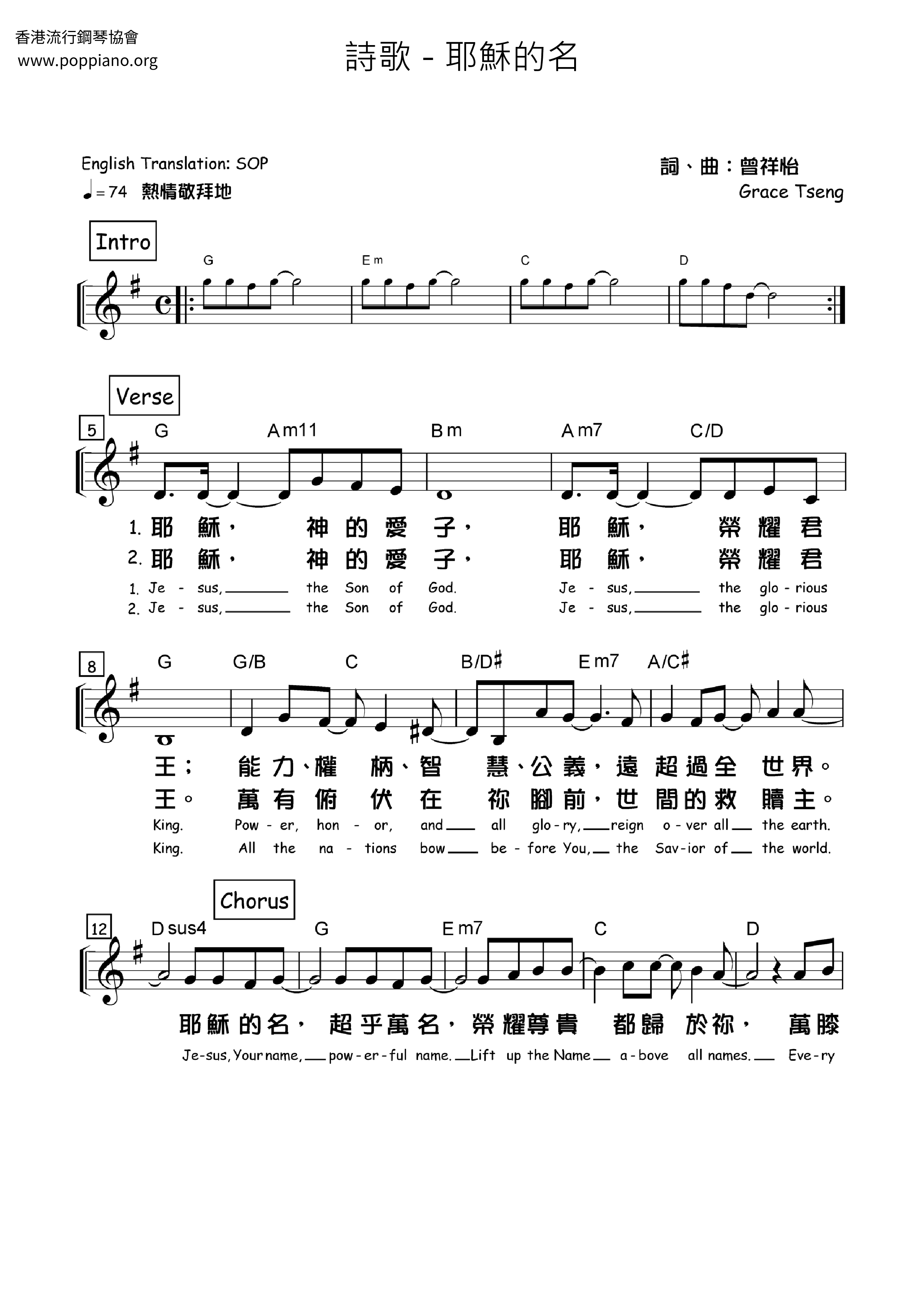 Name Of Jesus Score