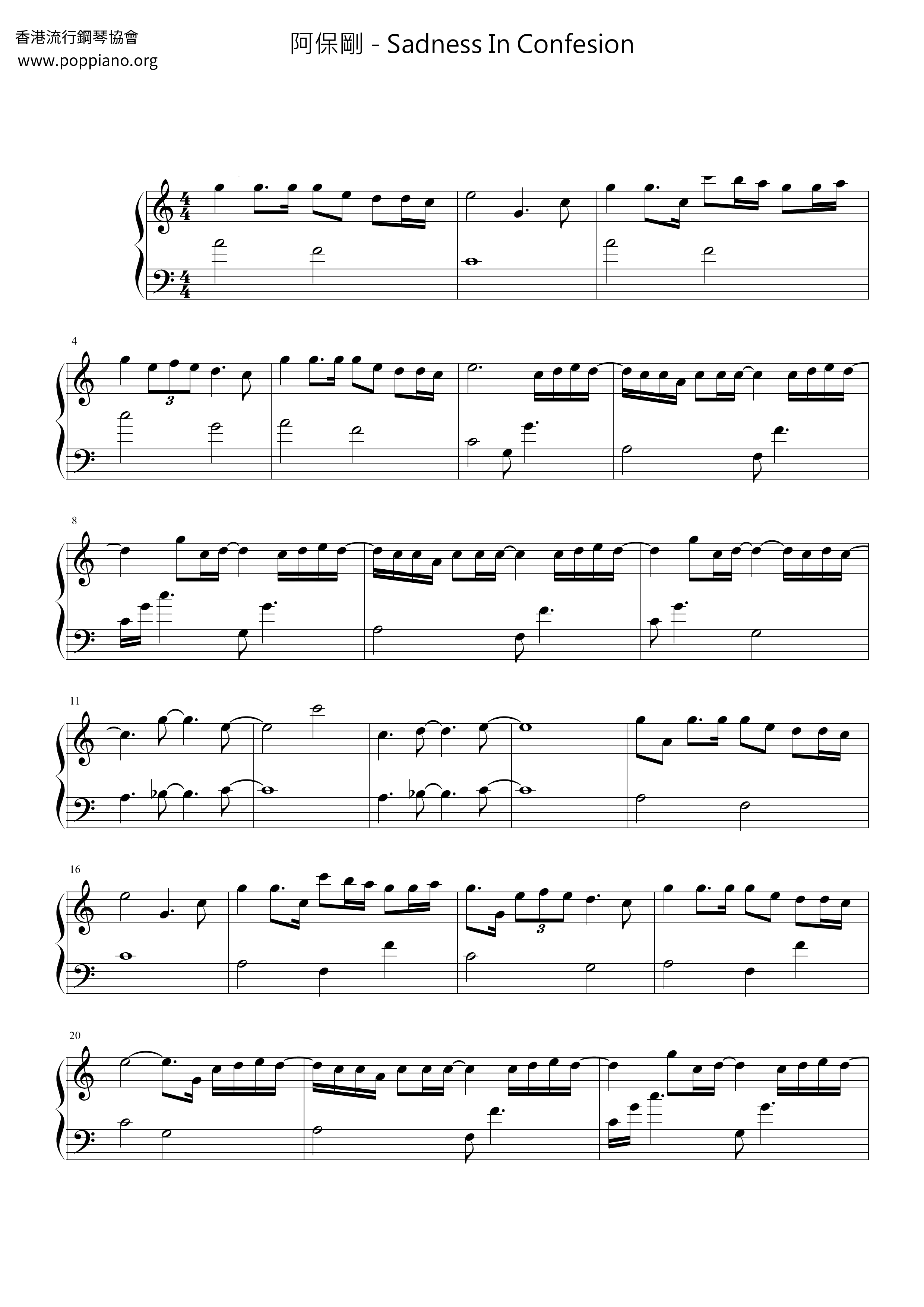 Sadness In Confesion Score