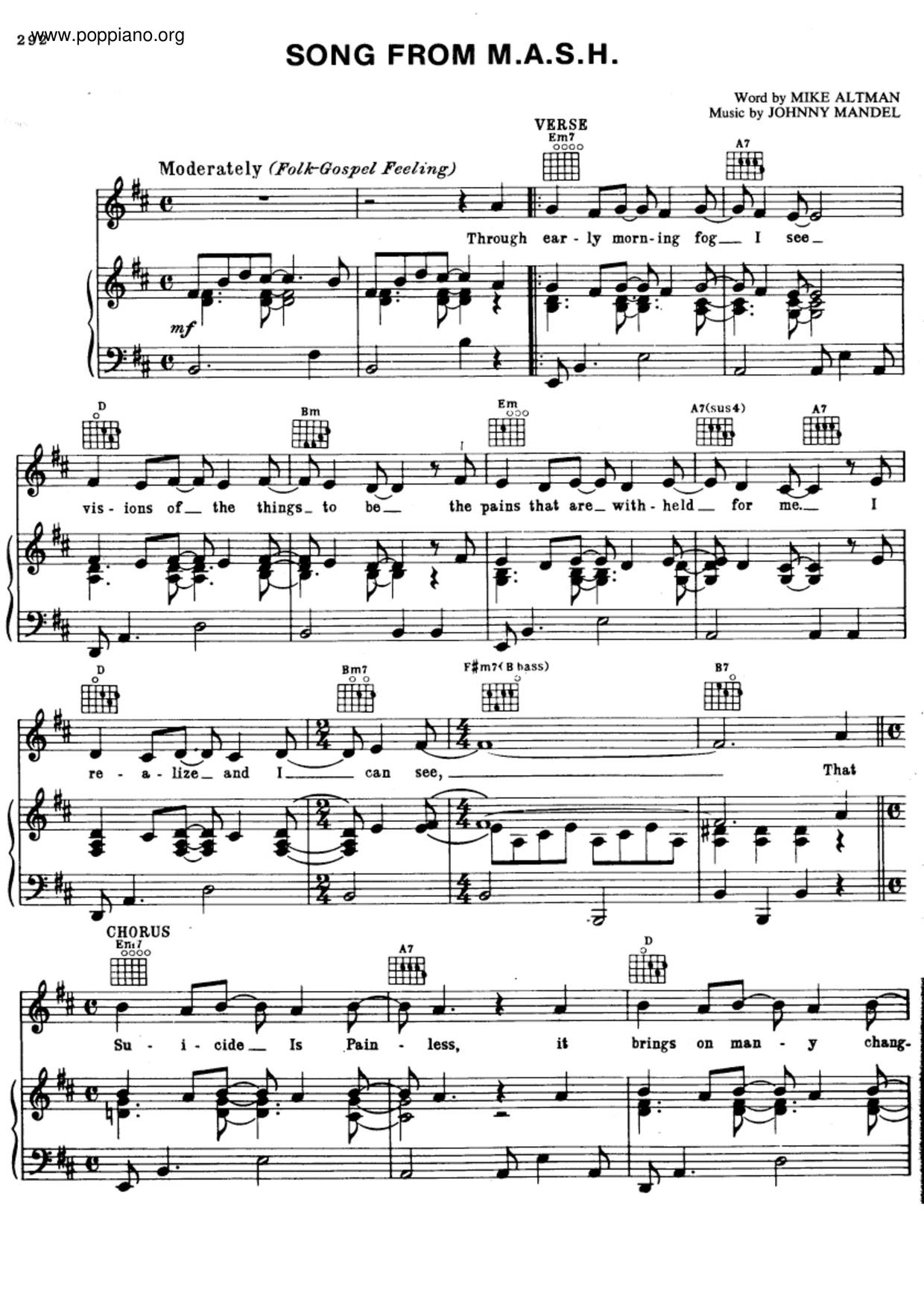 Suicide is Painless (M.A.S.H Theme) Score