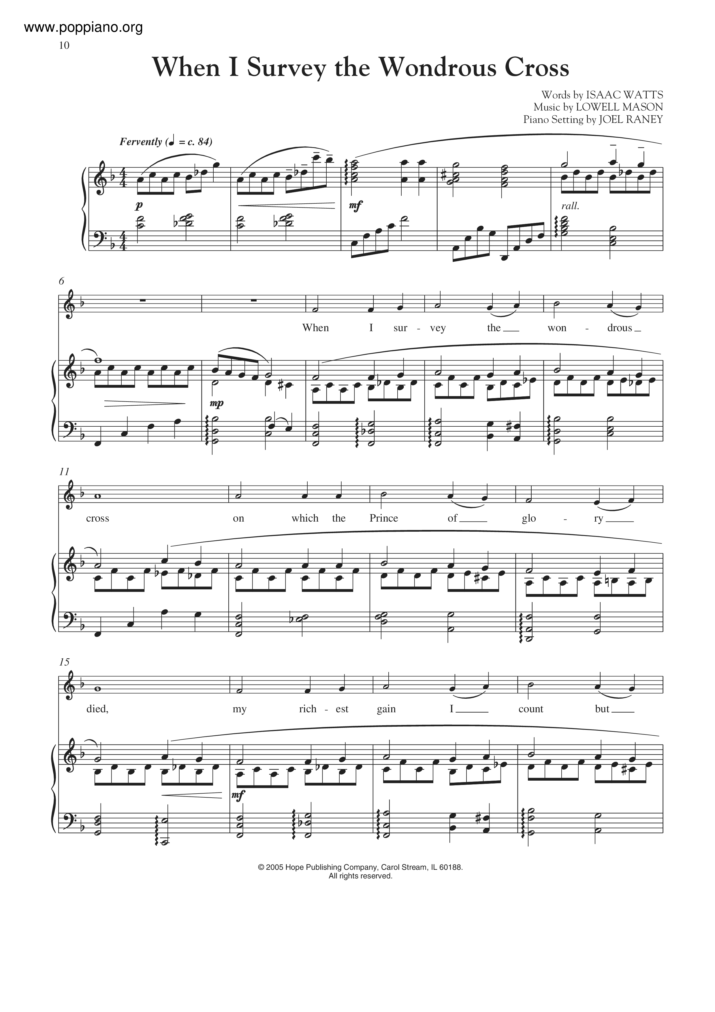 When I Survey The Wondrous Cross Score