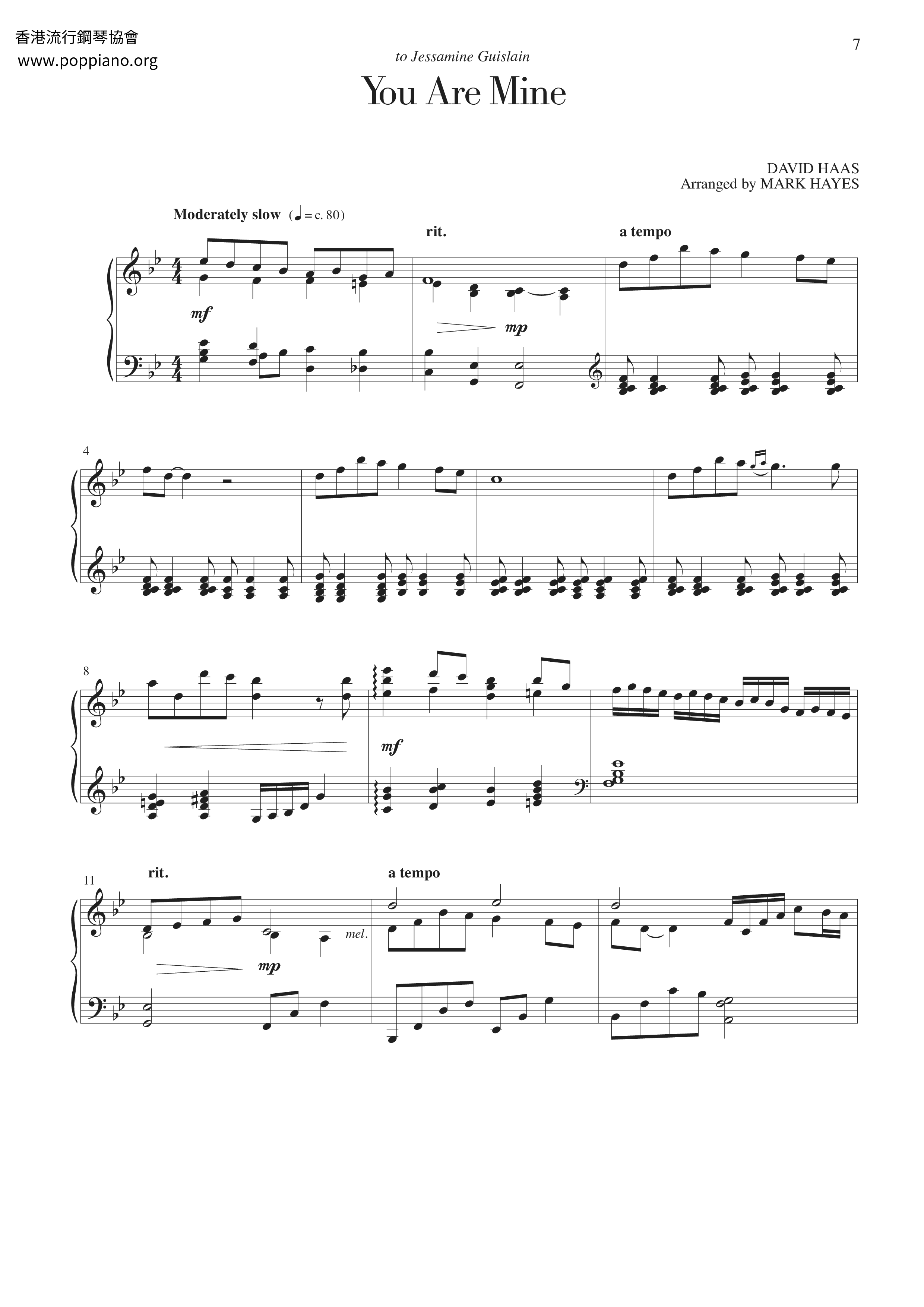 You Are Mine Score