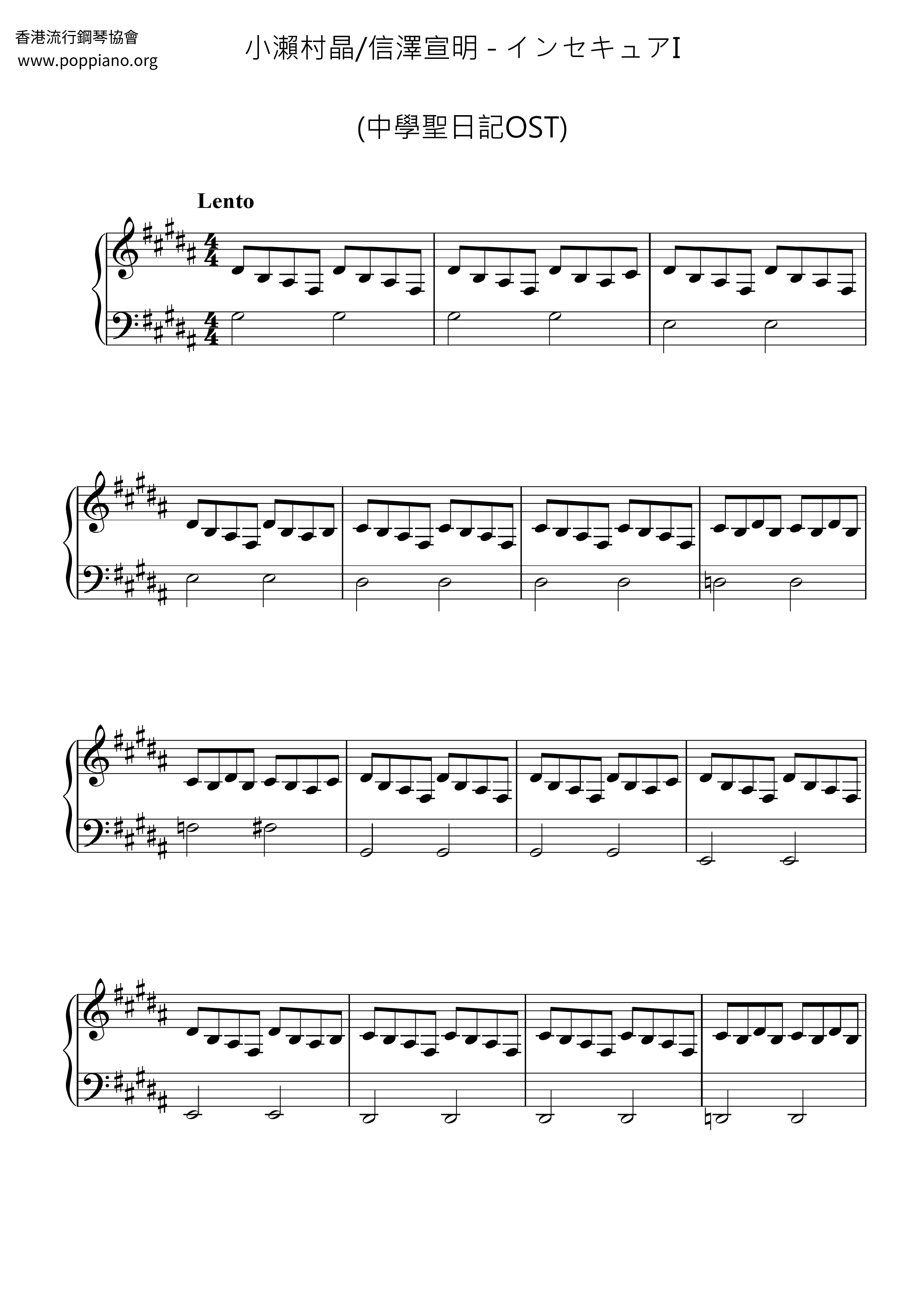 インセキュアI (中學聖日記OST) Score