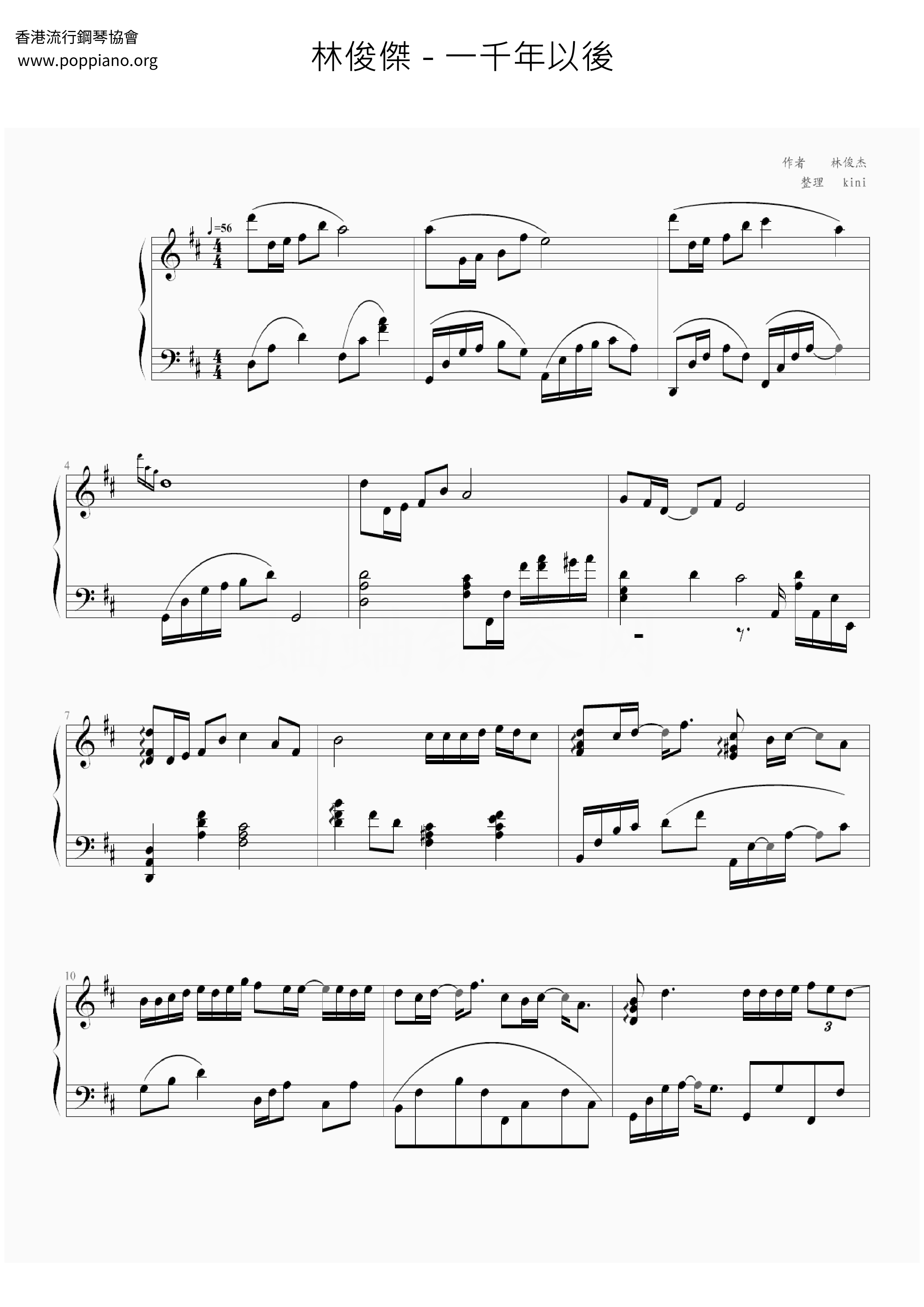 A Thousand Years Later Score