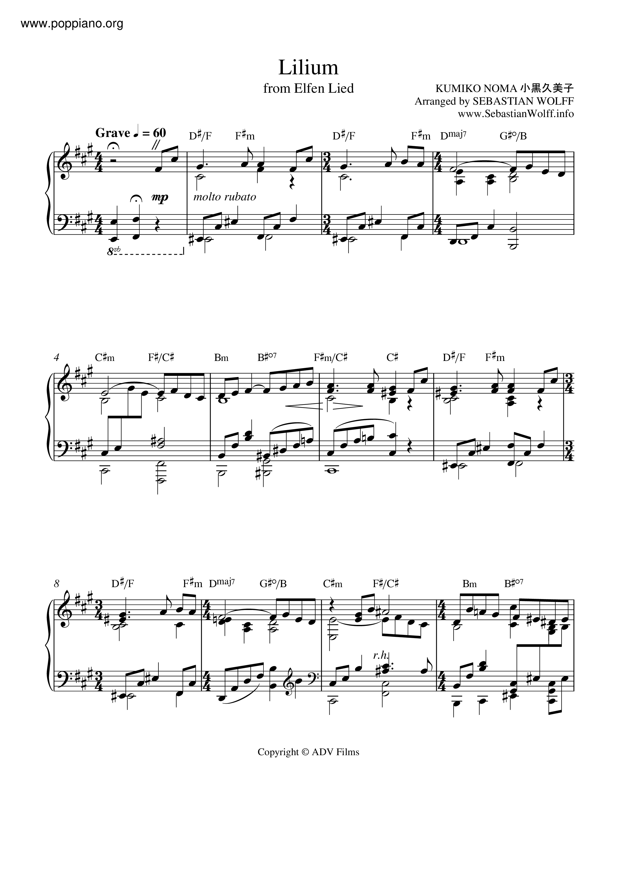 Elfen Lied - Lilium Score