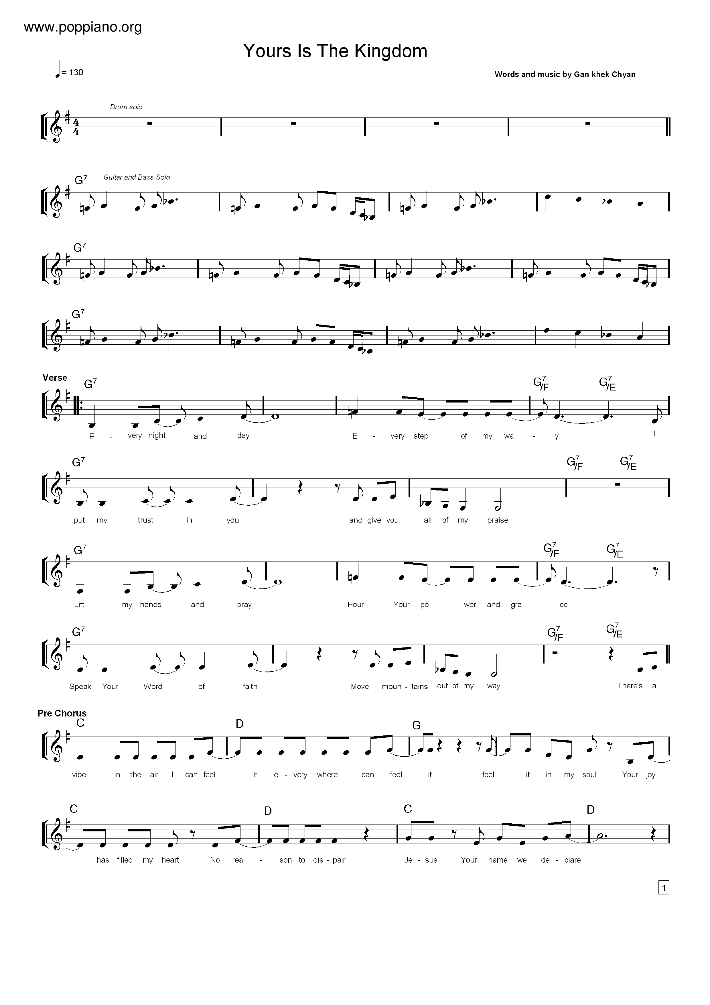 Yours Is The Kingdom Score