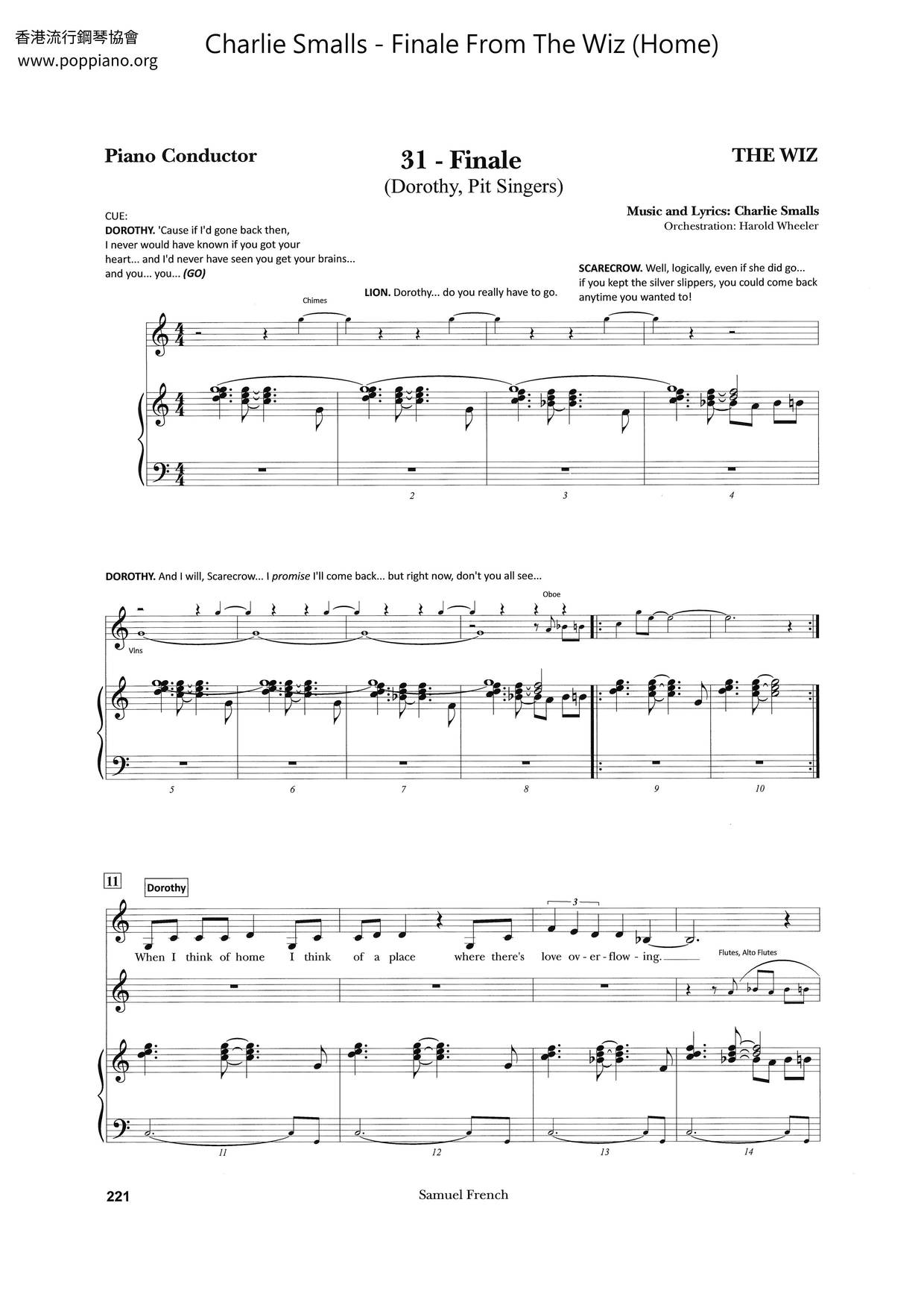 Finale From The Wiz (Home) Score