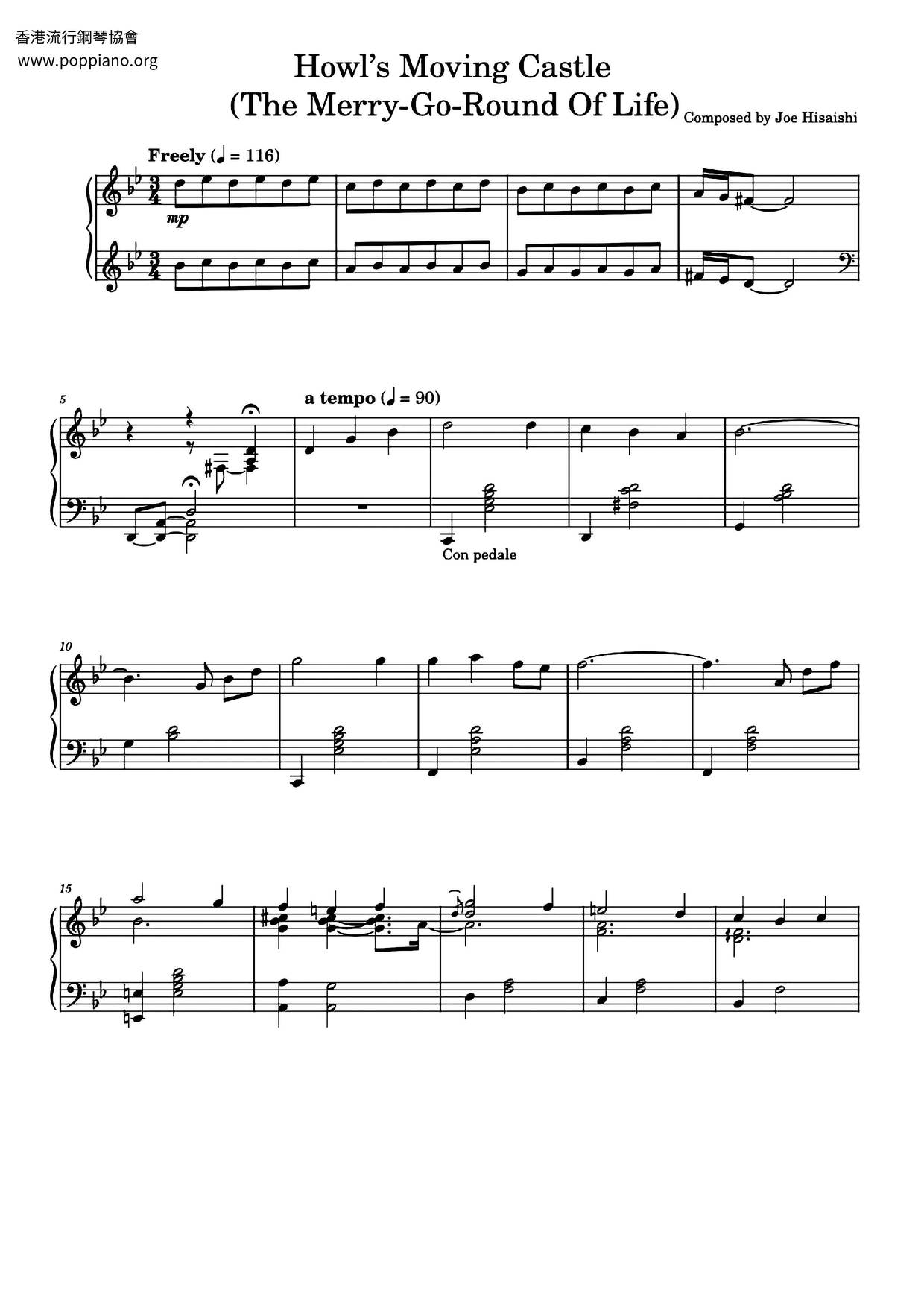 Howl's Moving Castle-The Carousel Of Life Score