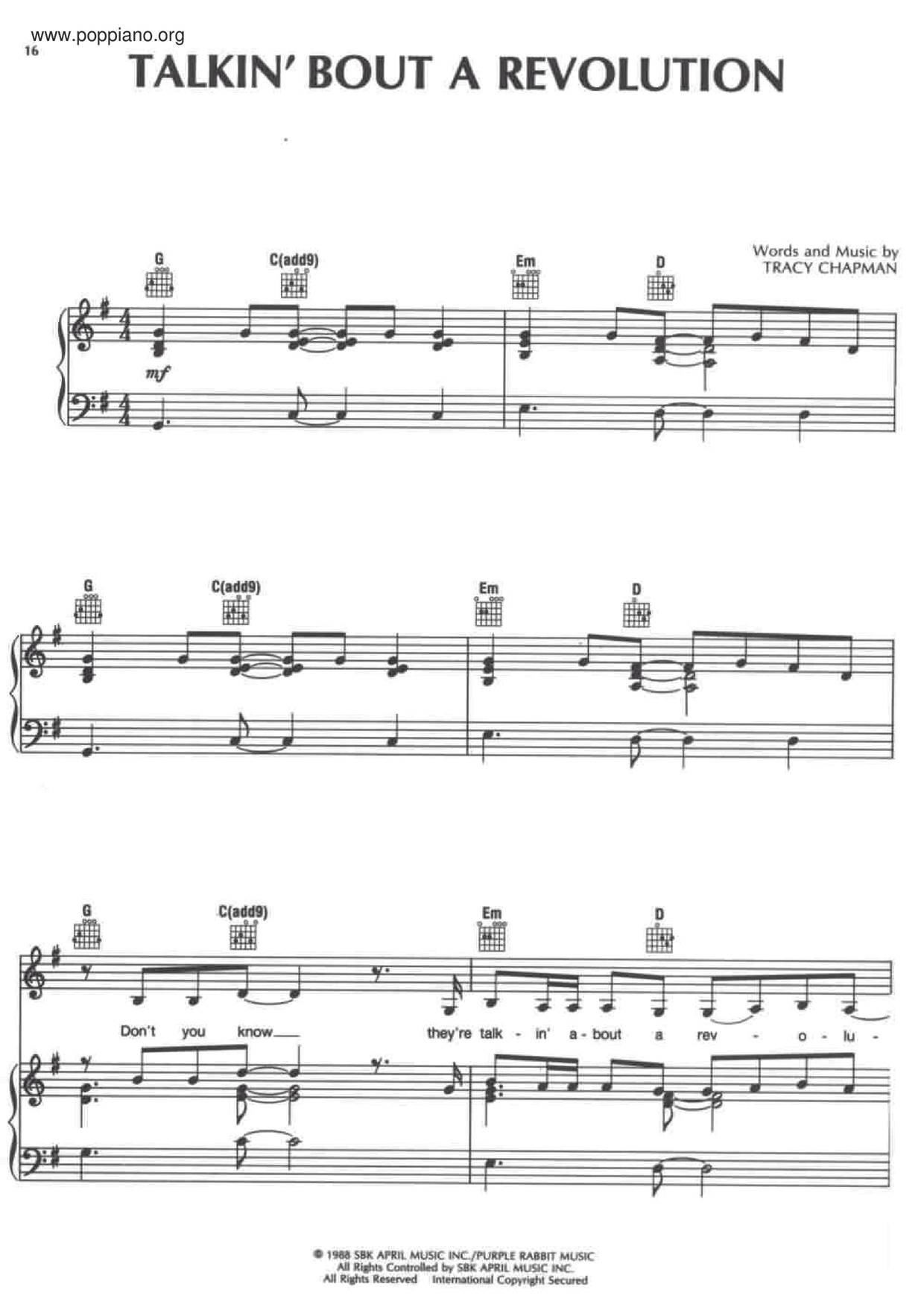Talkin' Bout A Revolution Score