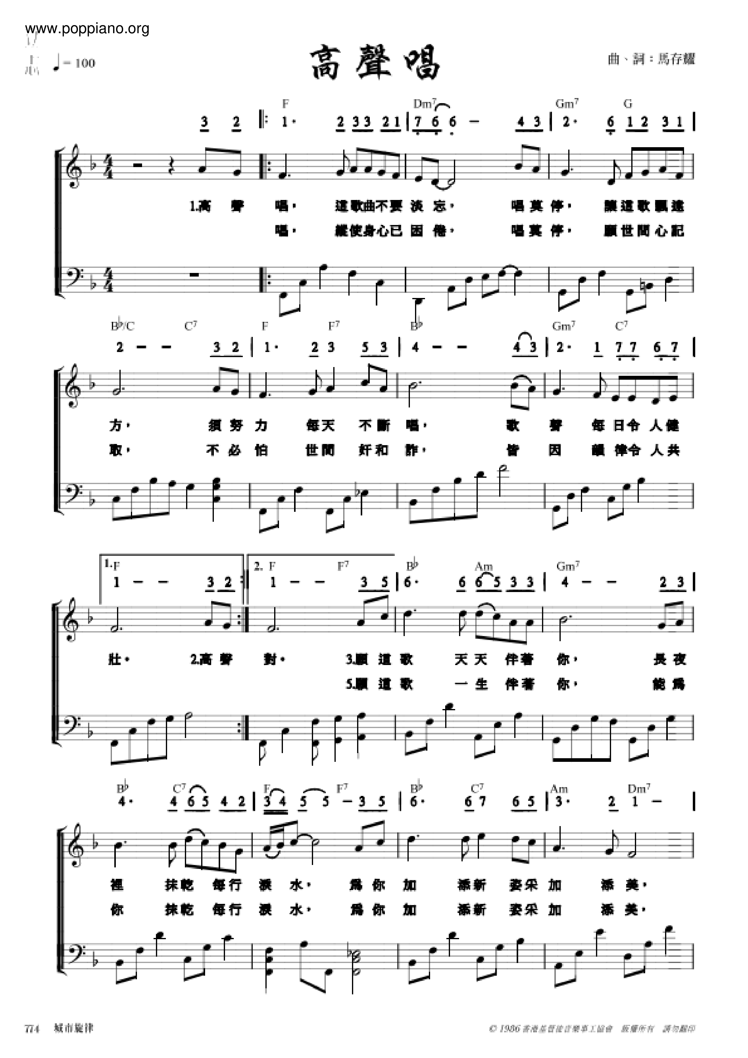 Sing Loudly Score