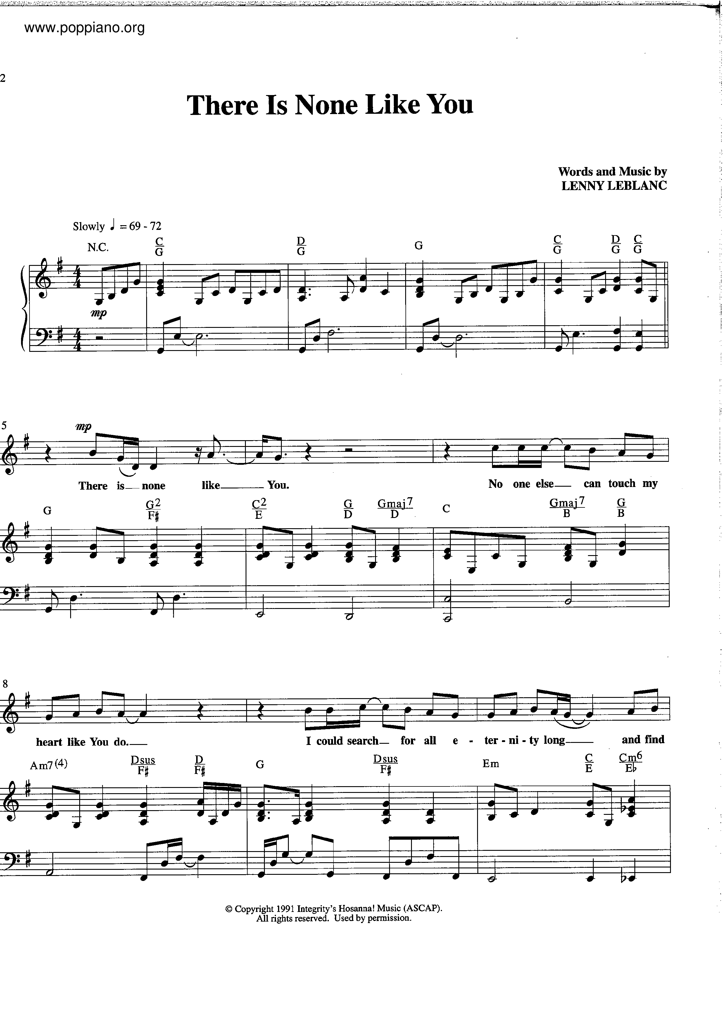 There Is None Like You Score