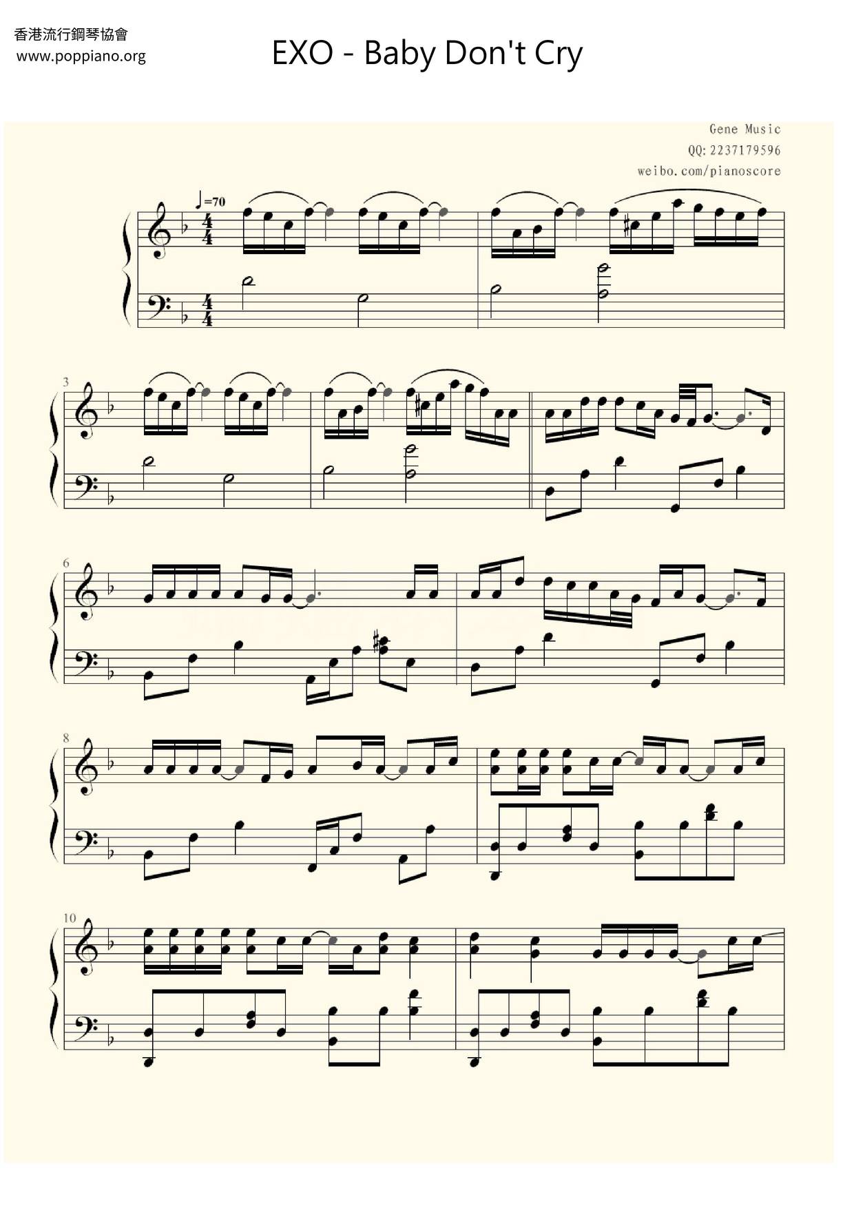Baby Don't Cry Score