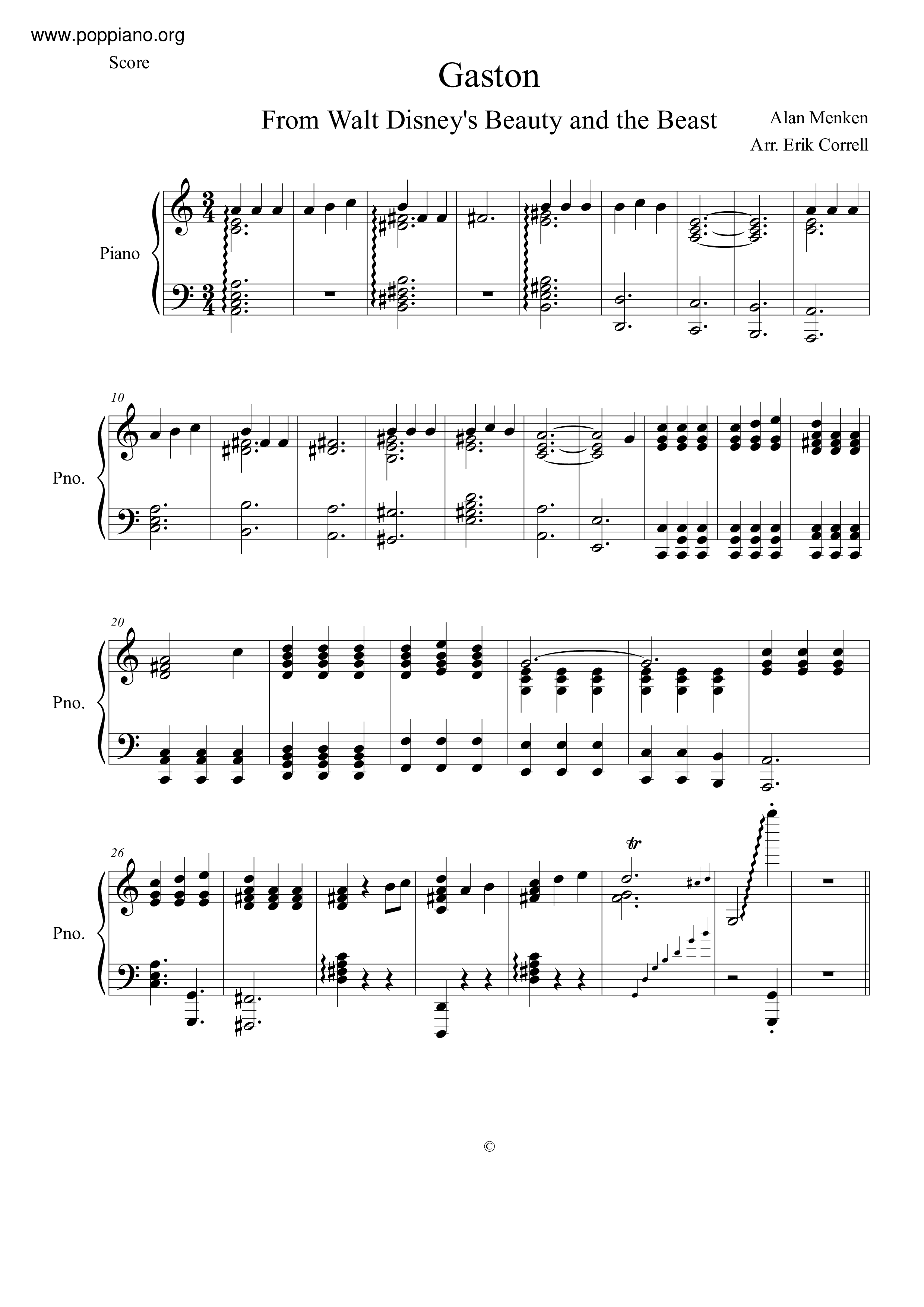 Beauty And The Beast - Gaston Score