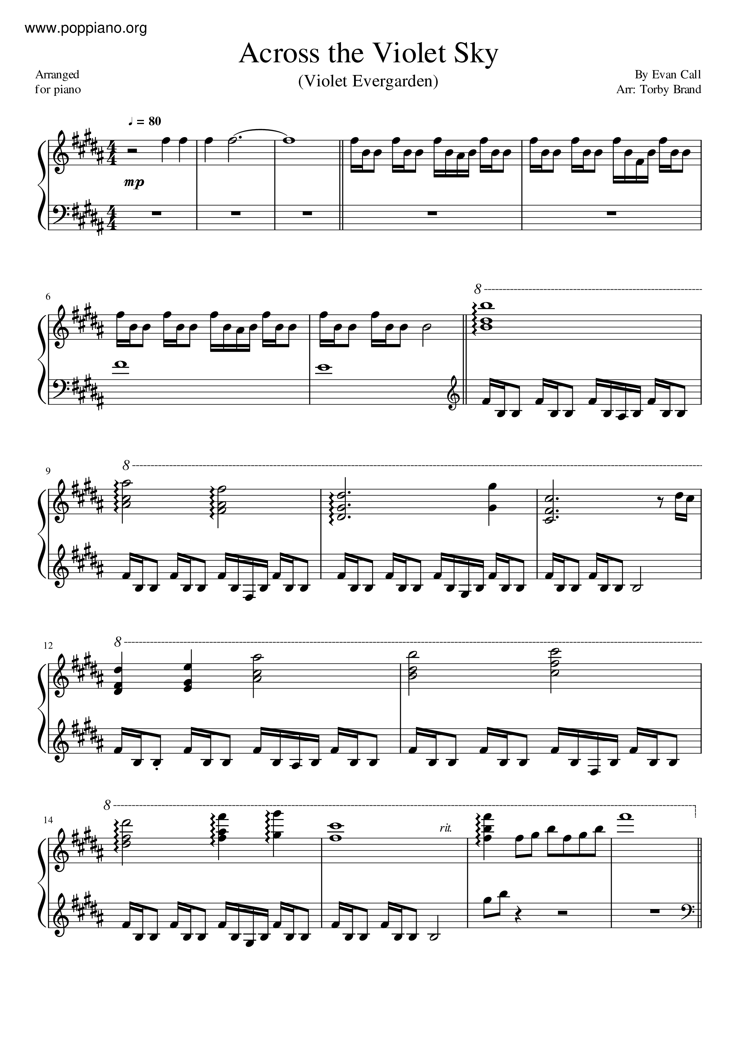 Violet Evergarden - Across The Violet Sky Score