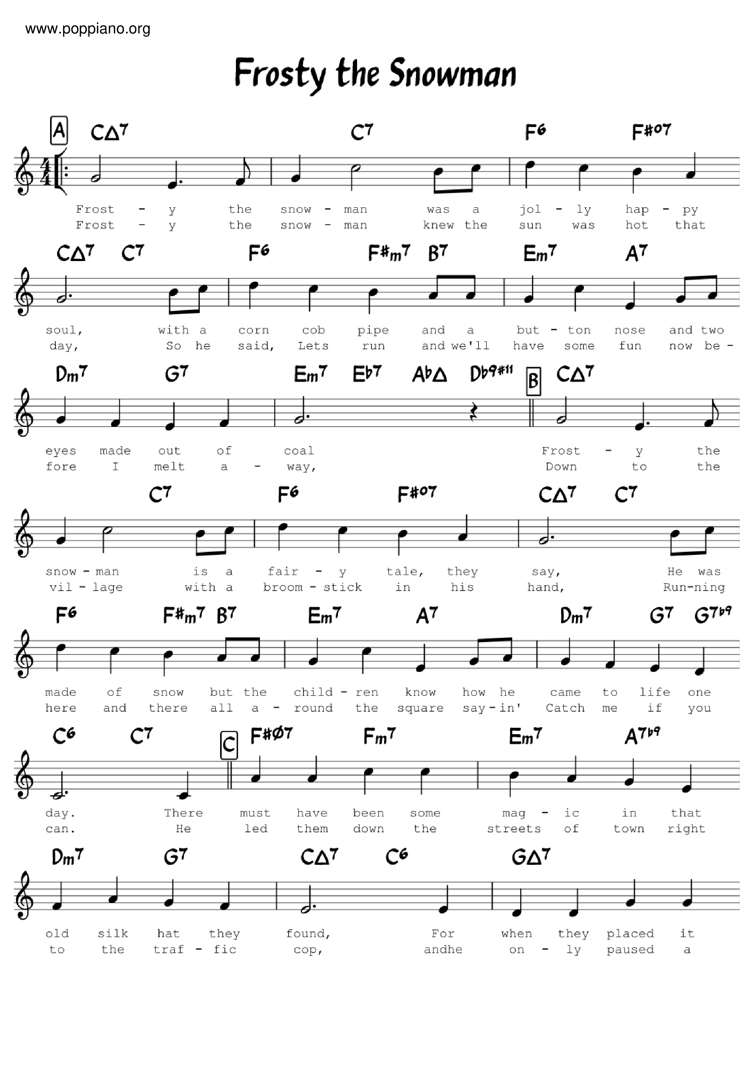Frosty The Snowman Score