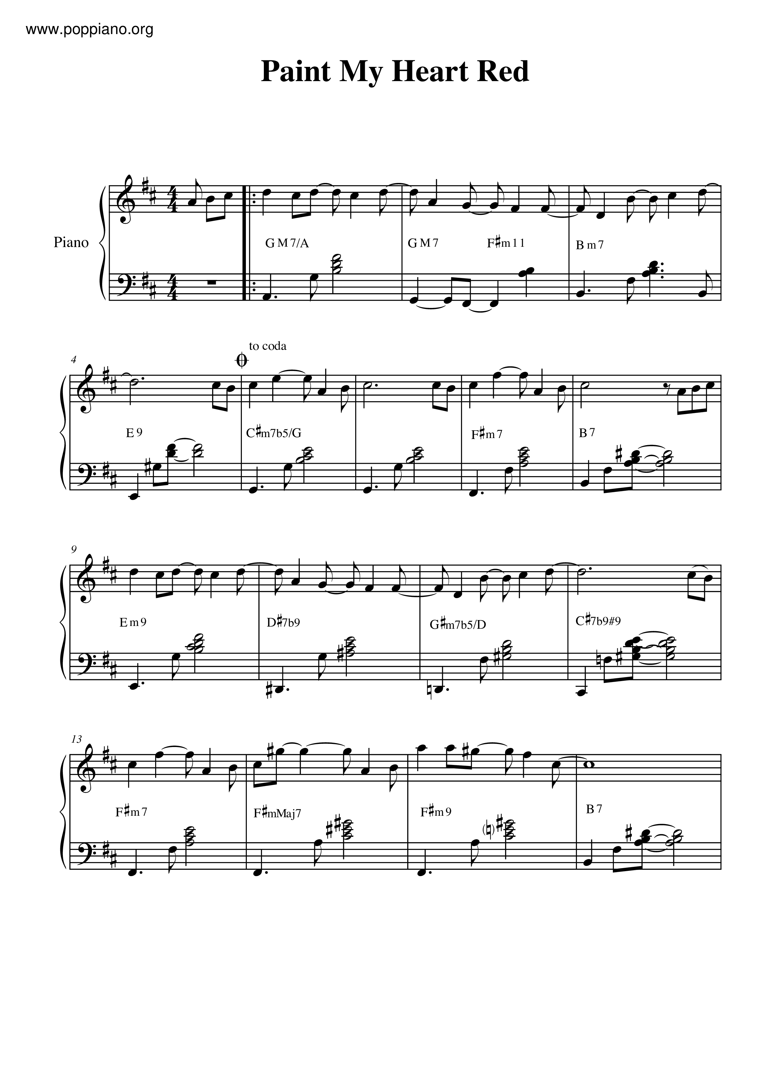 Keith JarrettPaint My Heart Red Sheet Music pdf, Free Score Download ★