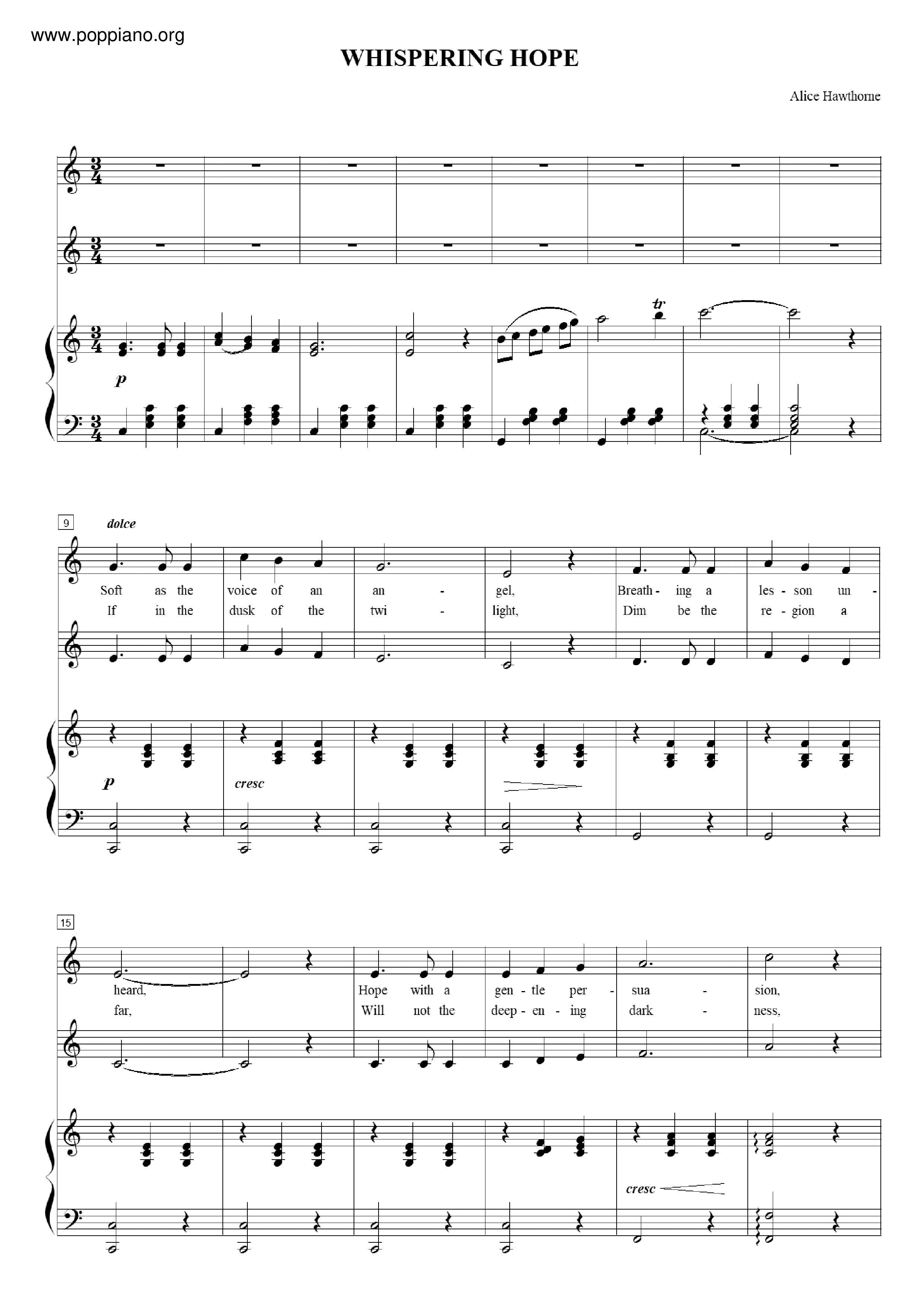 Whispering Hope Score