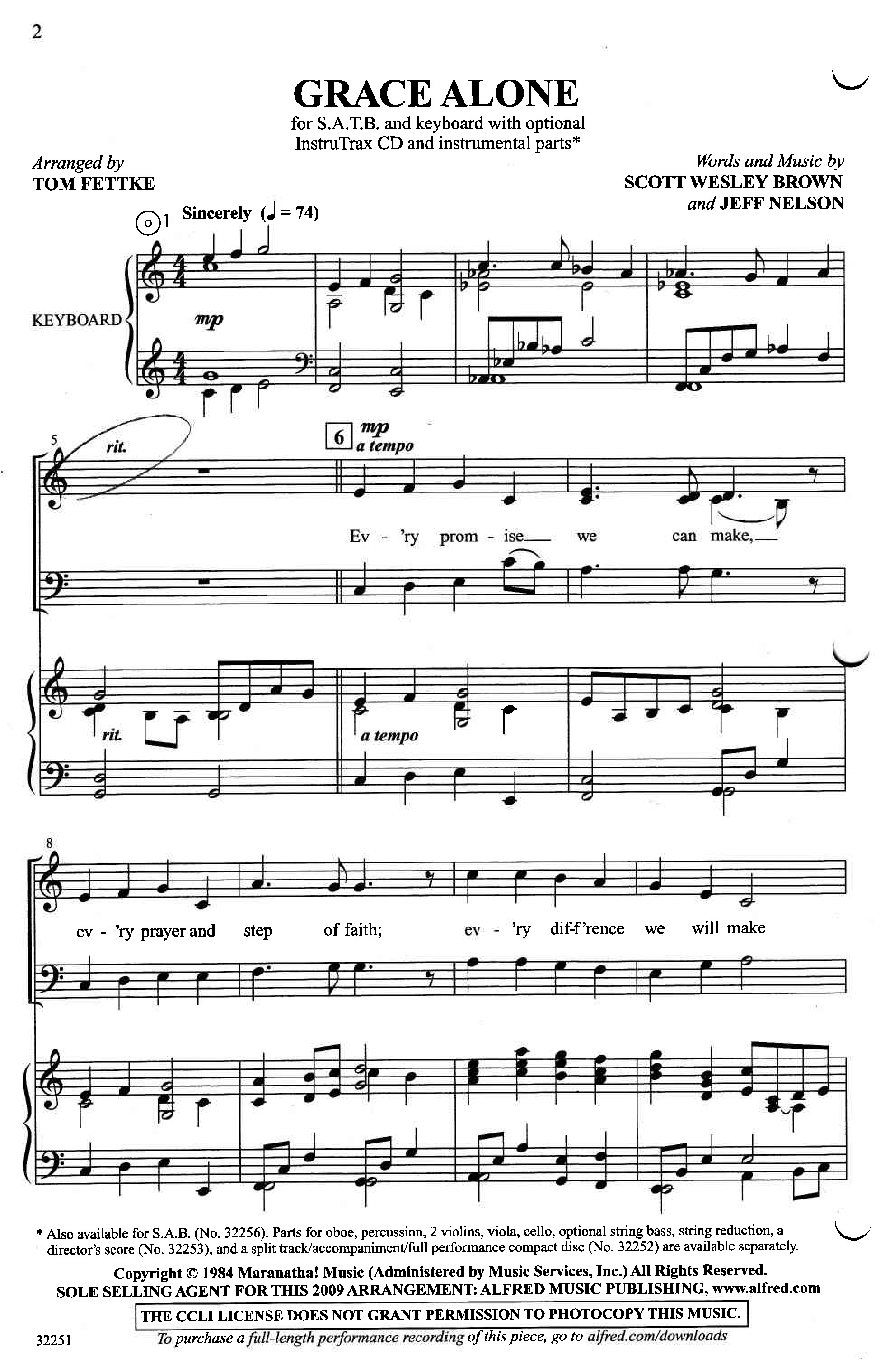 Grace Alone Score