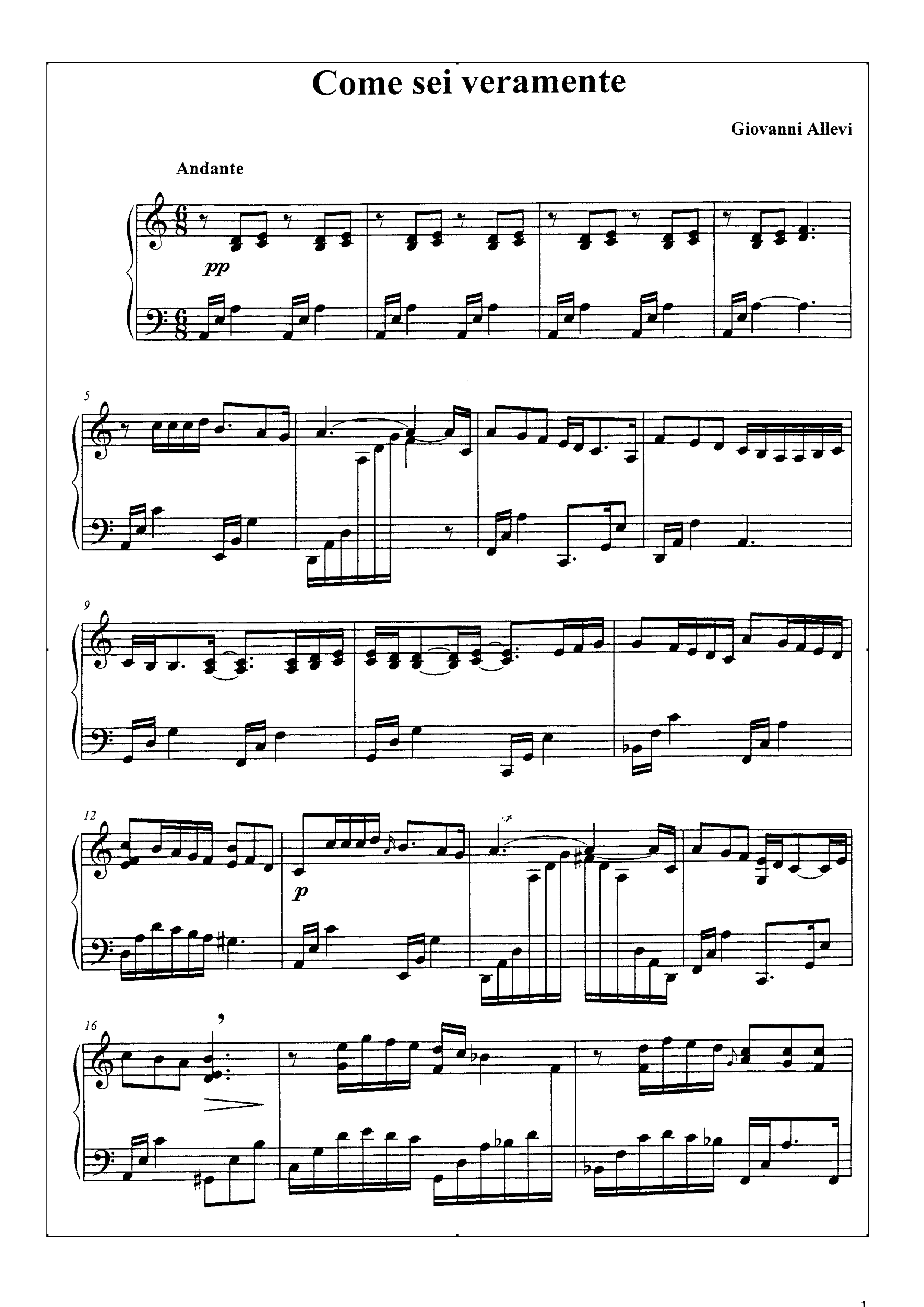 Come Sei Veramente Score