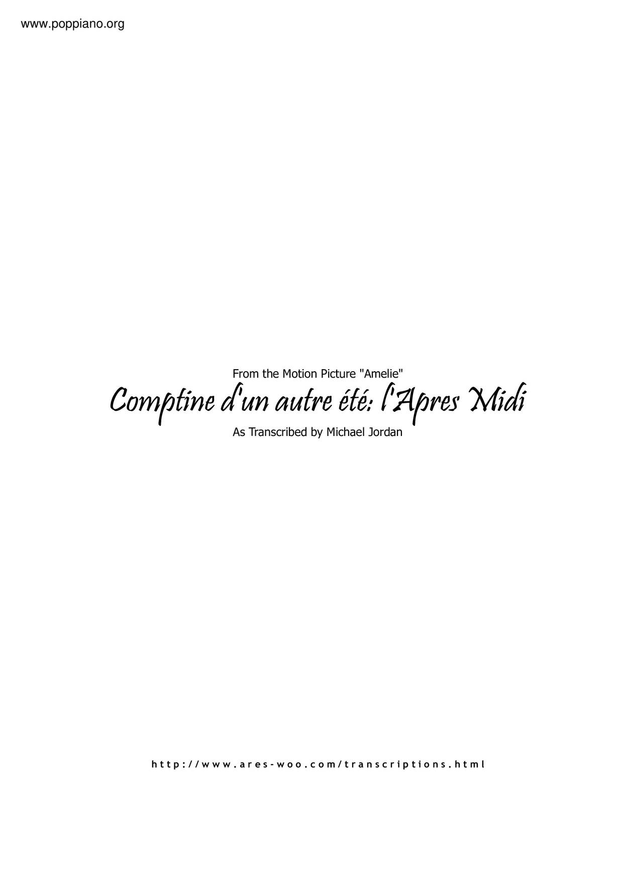 Comptine D'un Autre été - L'apres-midi Score
