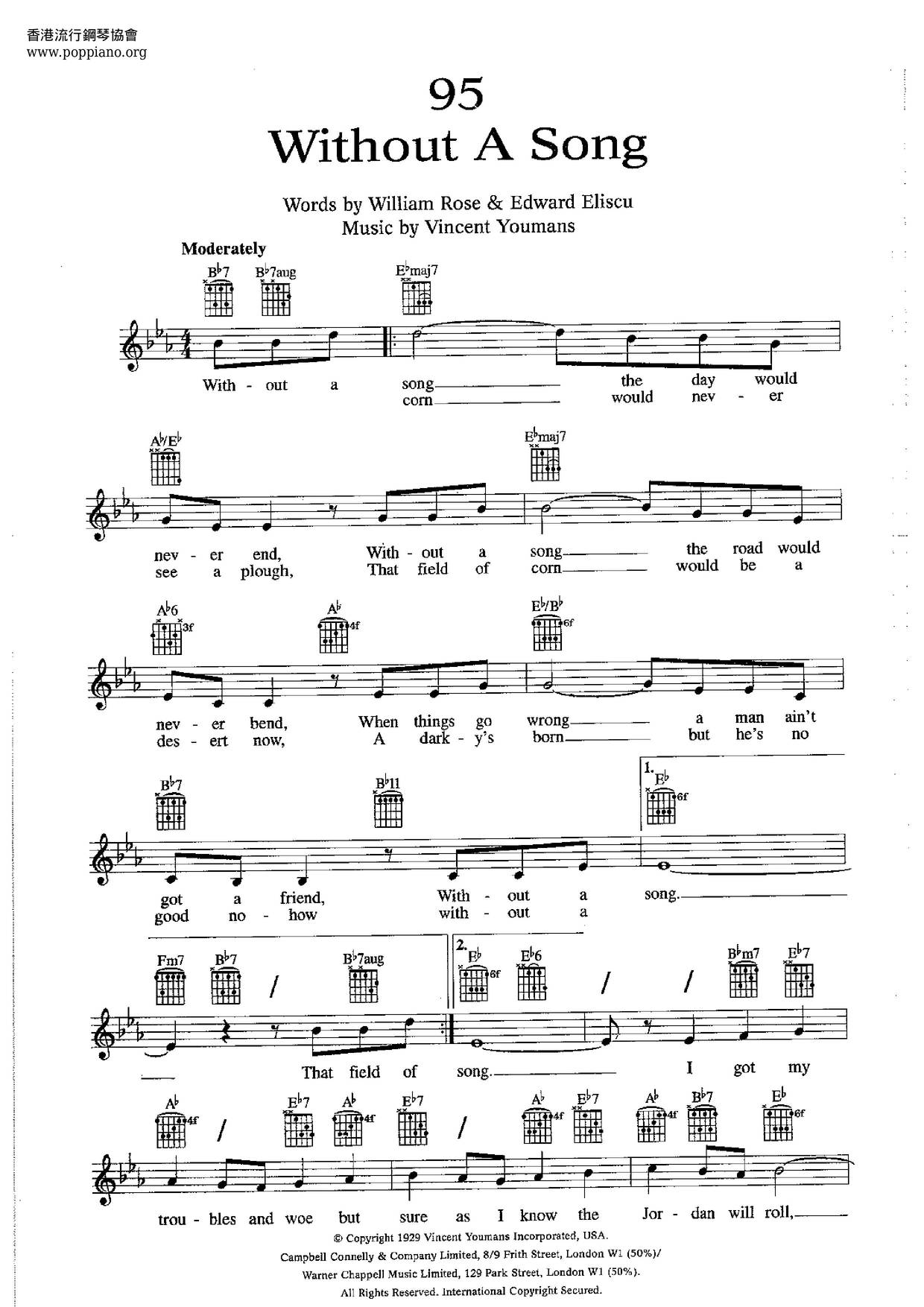 Without A Song Score