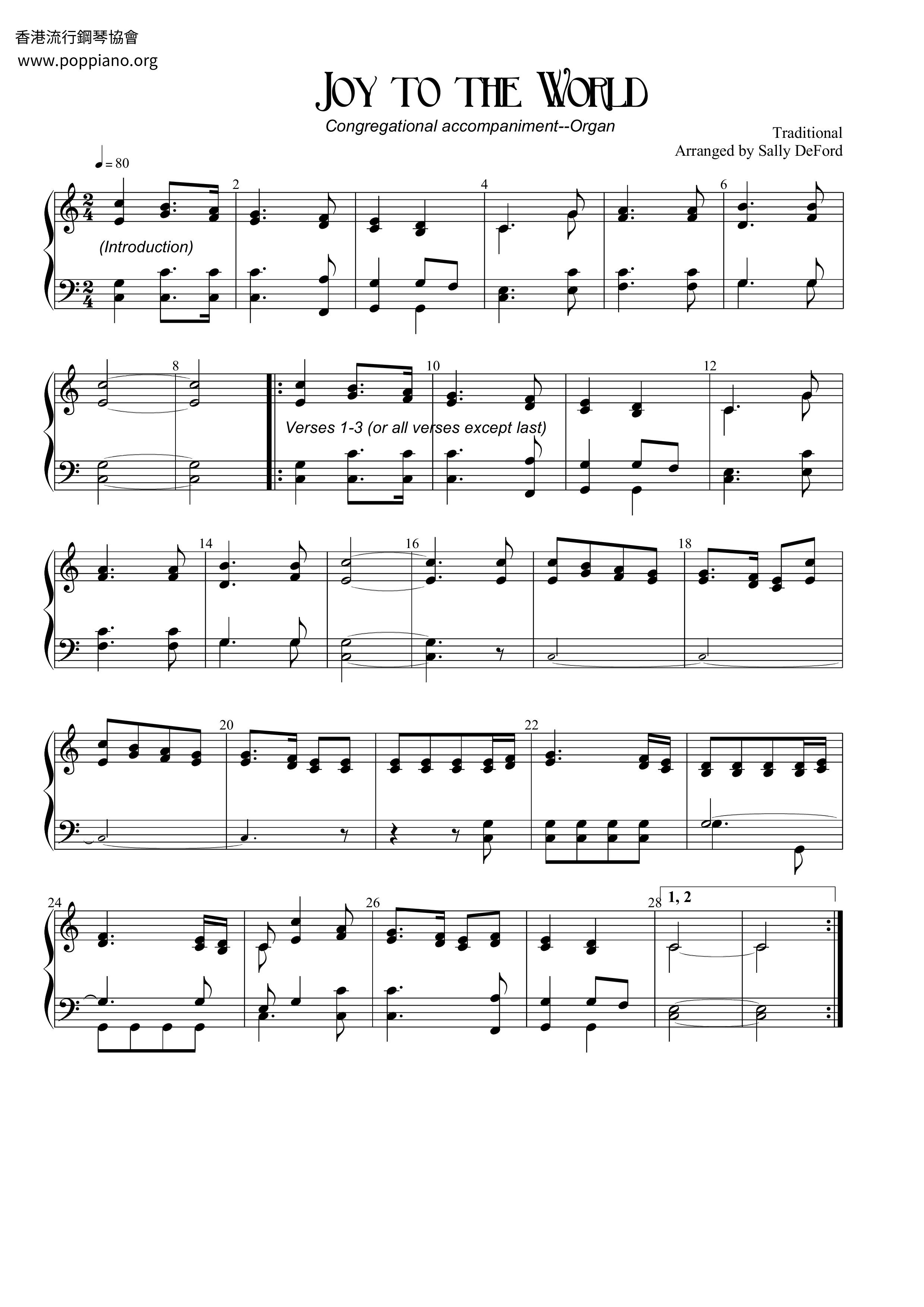 Joy To The World Score