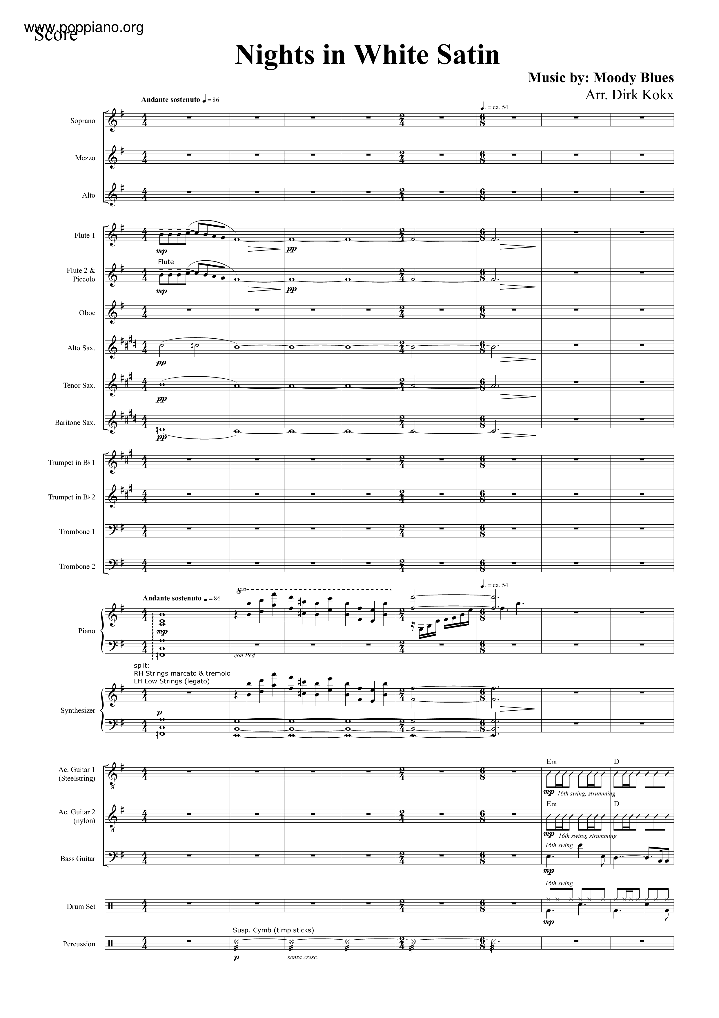 Nights In White Satin Score