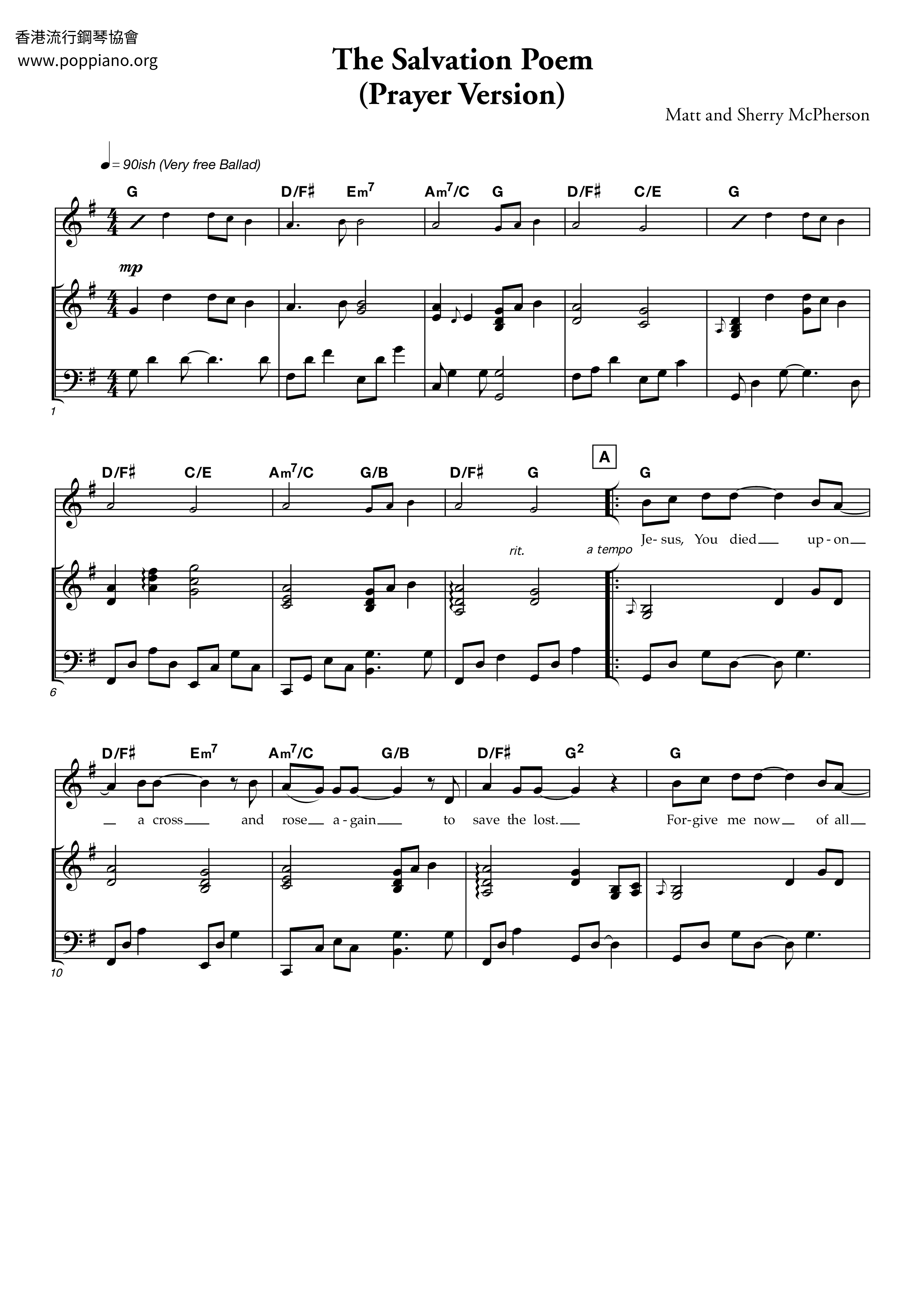 The Salvation Poem Score