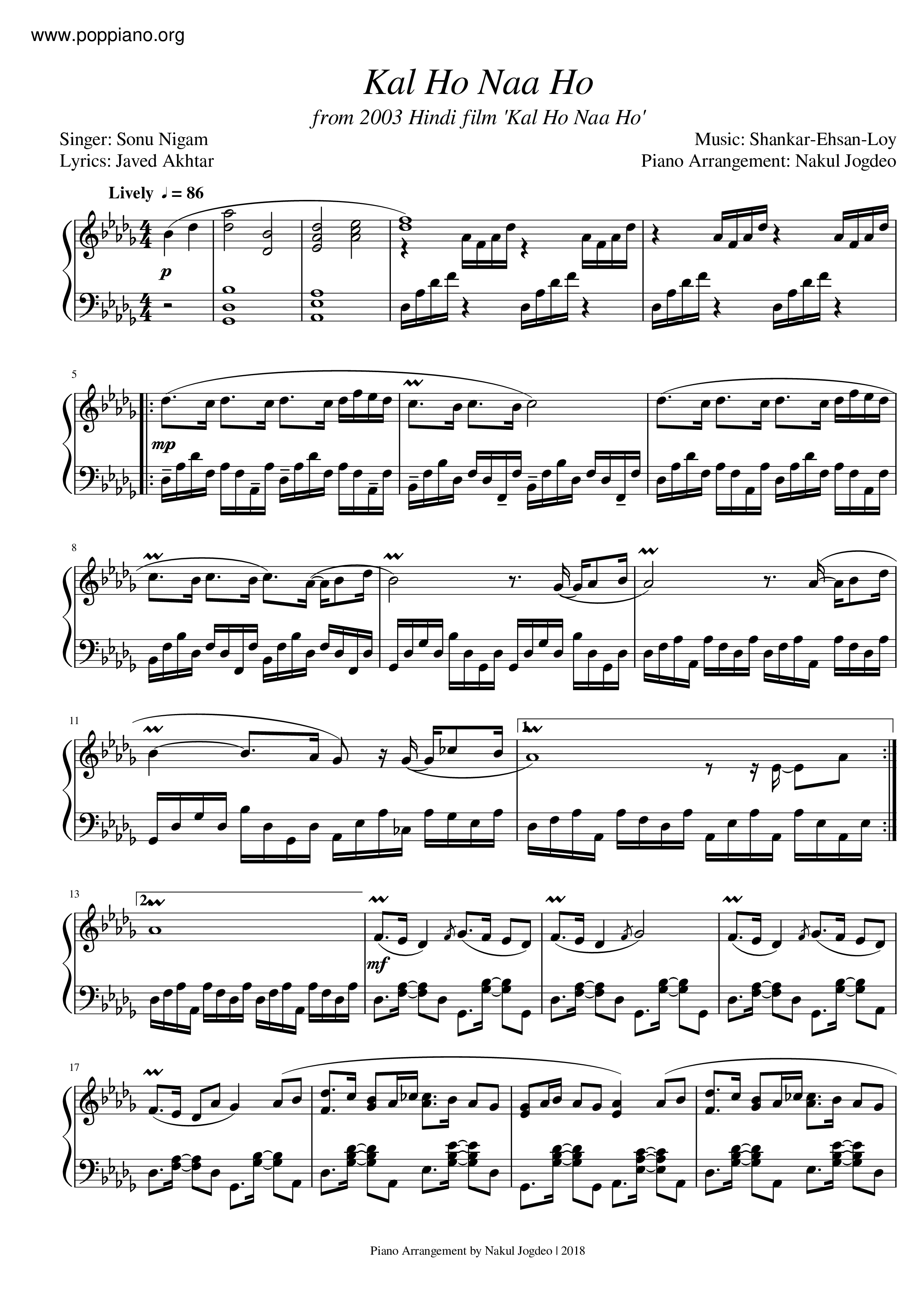 Kal Ho Naa Ho Score