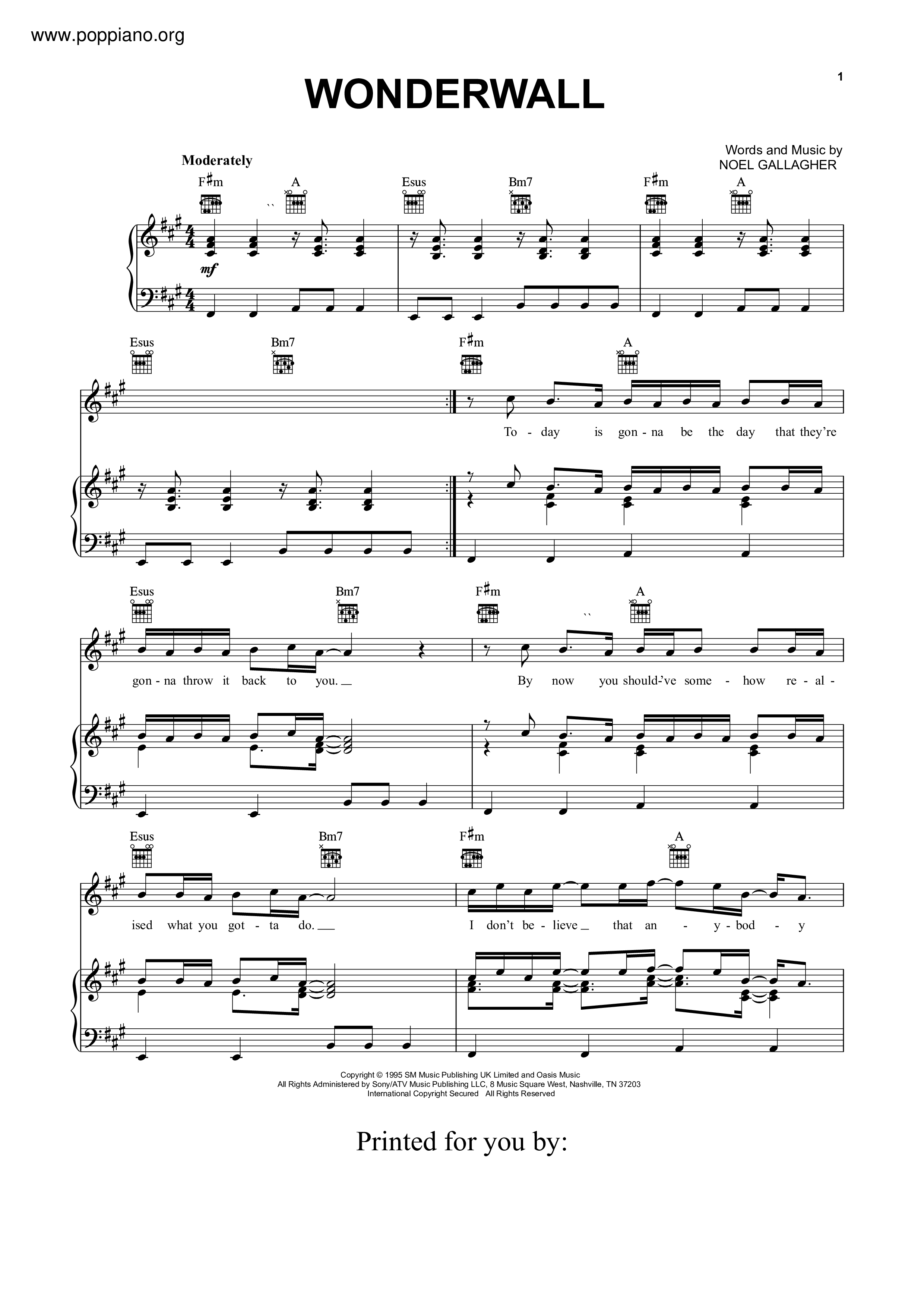 Wonderwall Score