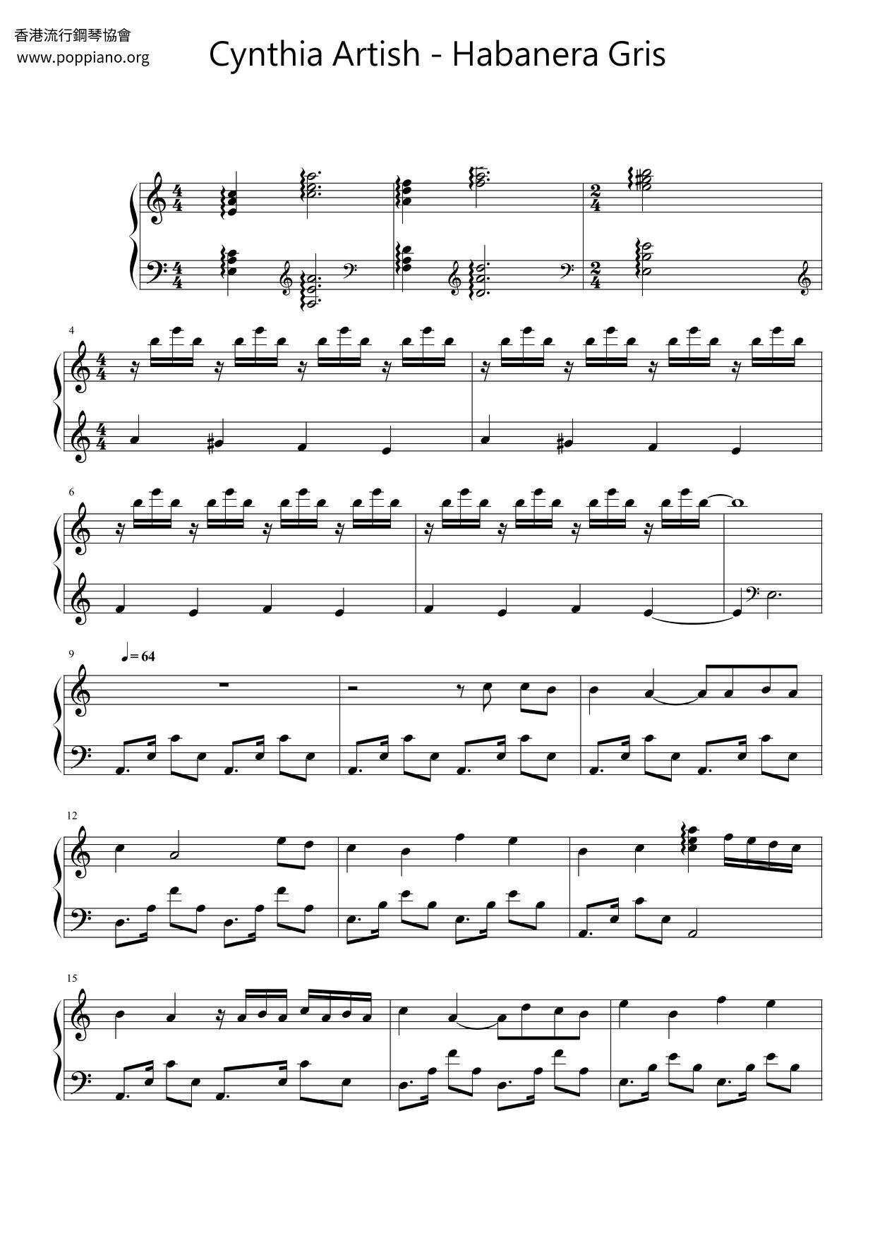 Habanera Gris Score