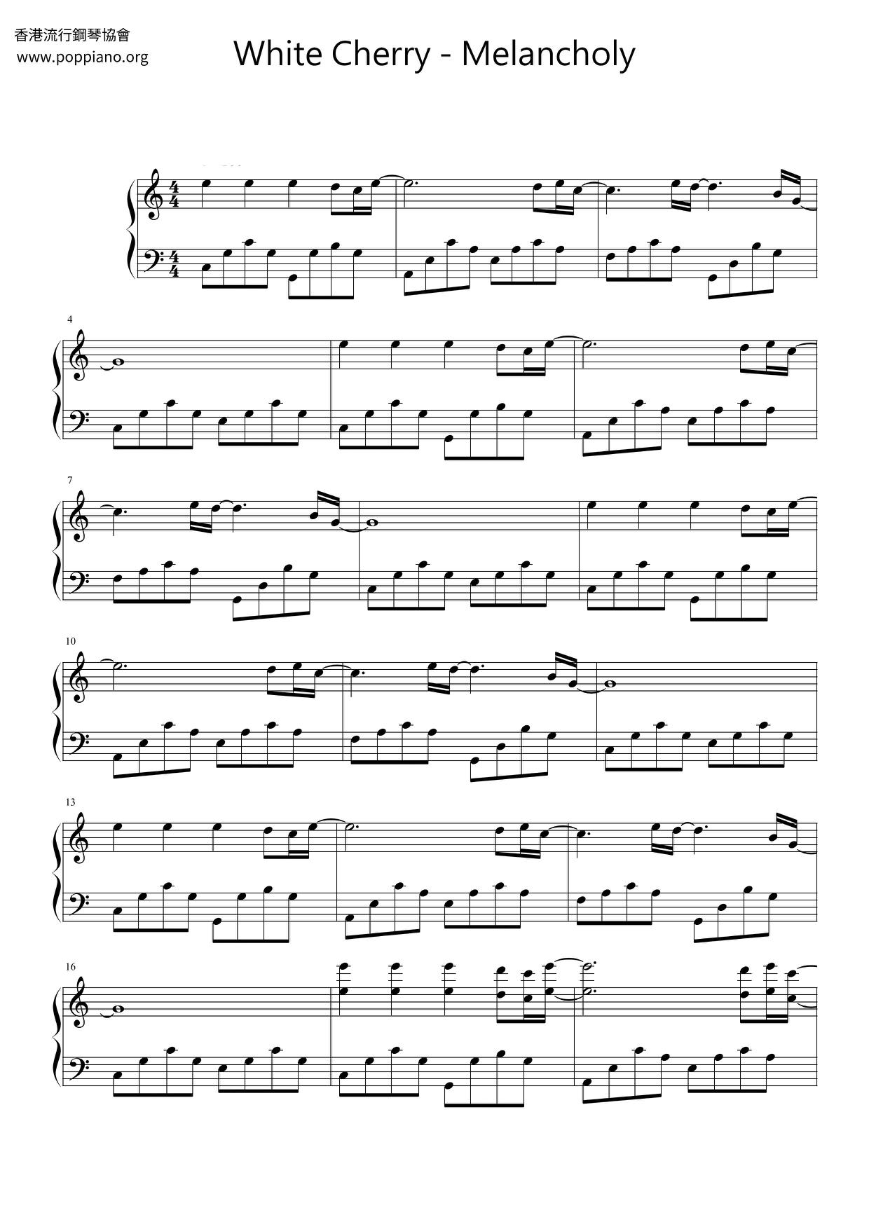White CherryMelancholy Sheet Music pdf, Free Score Download ★