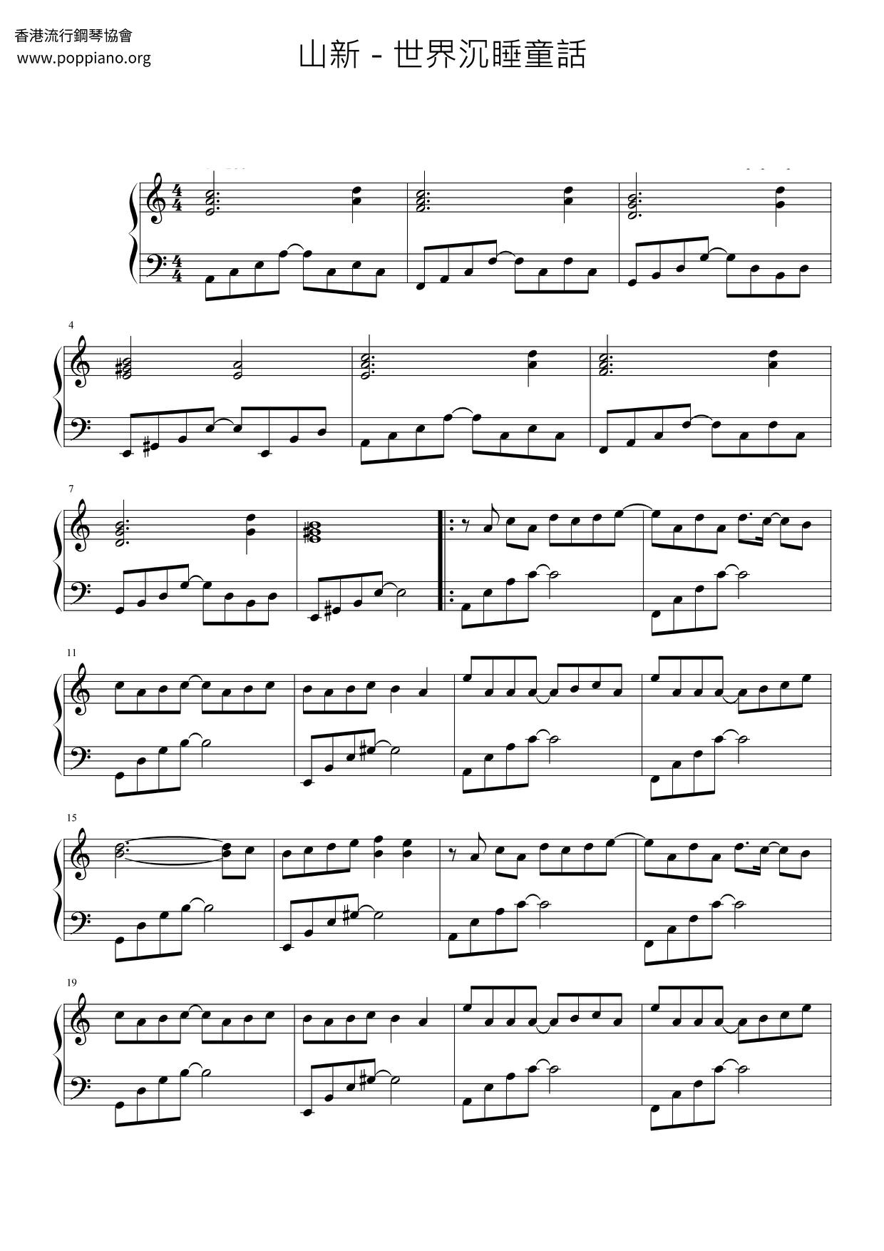 The World Sleeps Fairy Tale Score