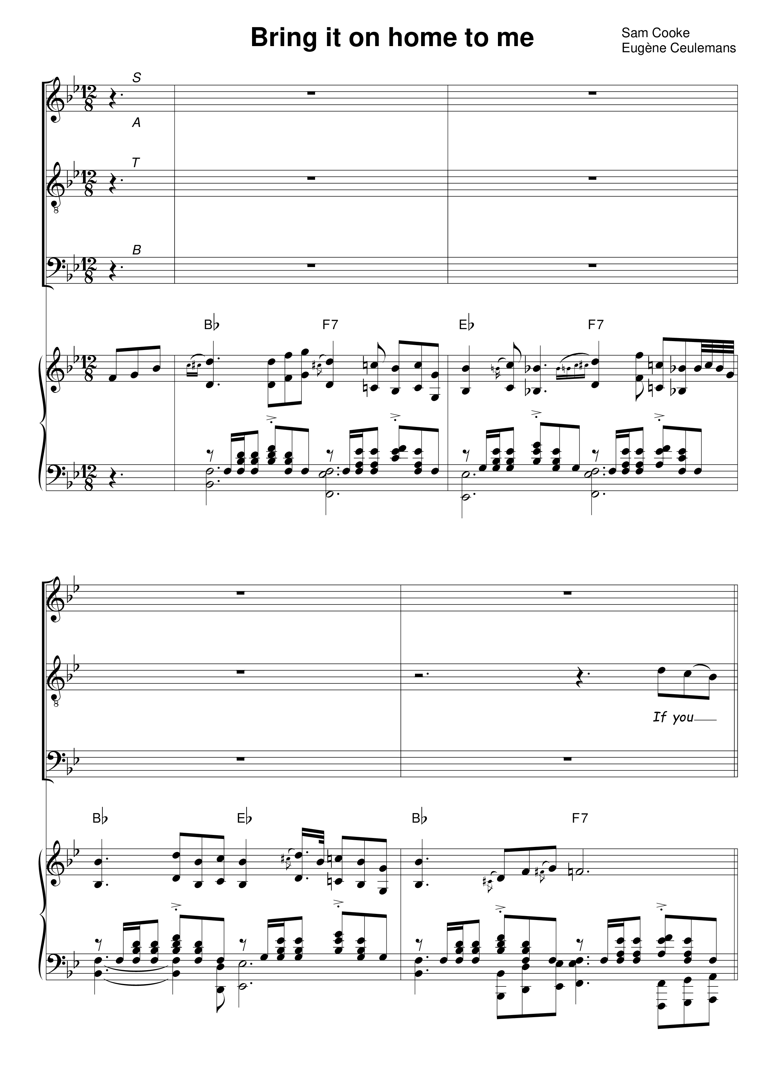 Bring It On Home To Me Score