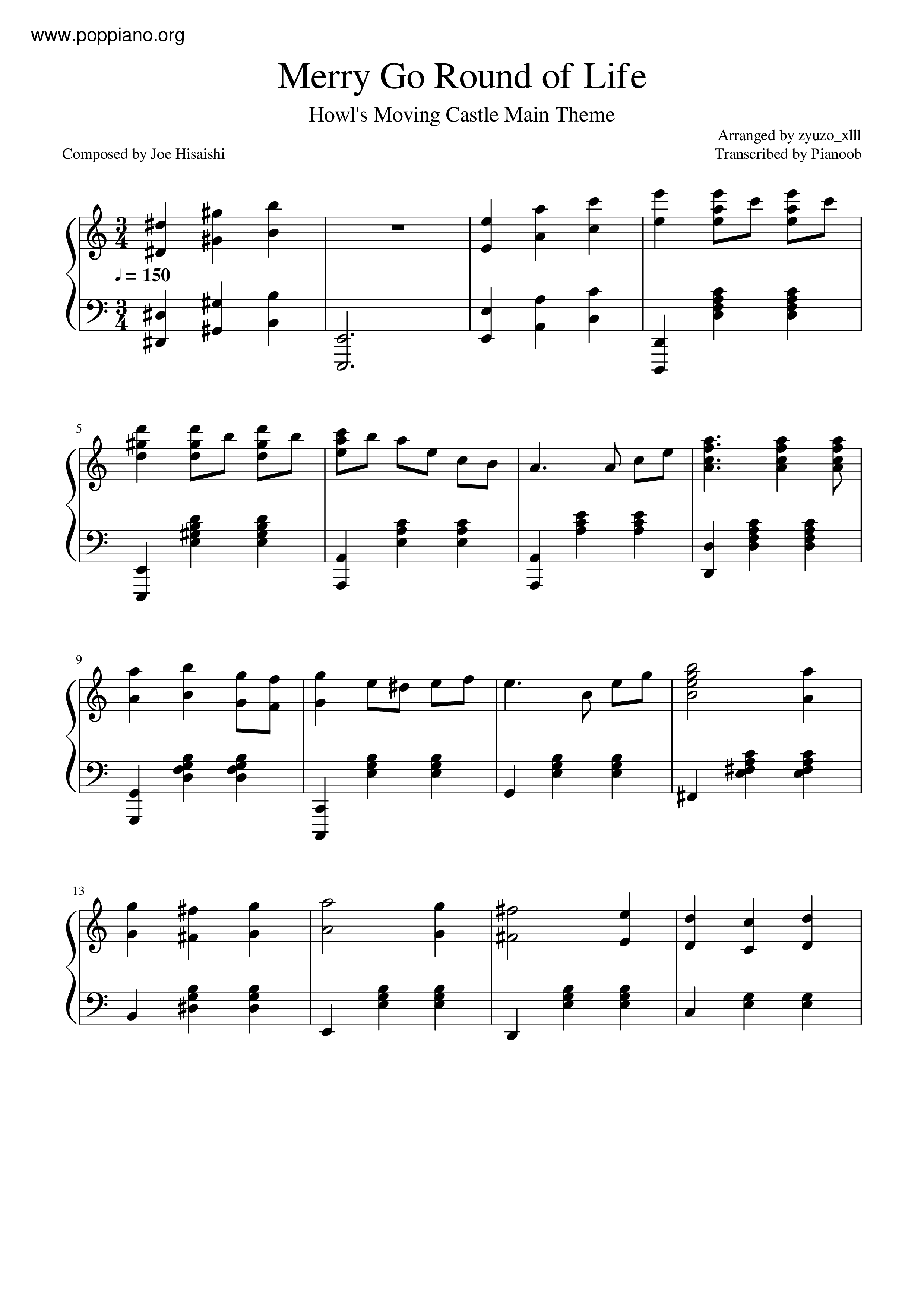 Howl's Moving Castle-The Carousel Of Life Score