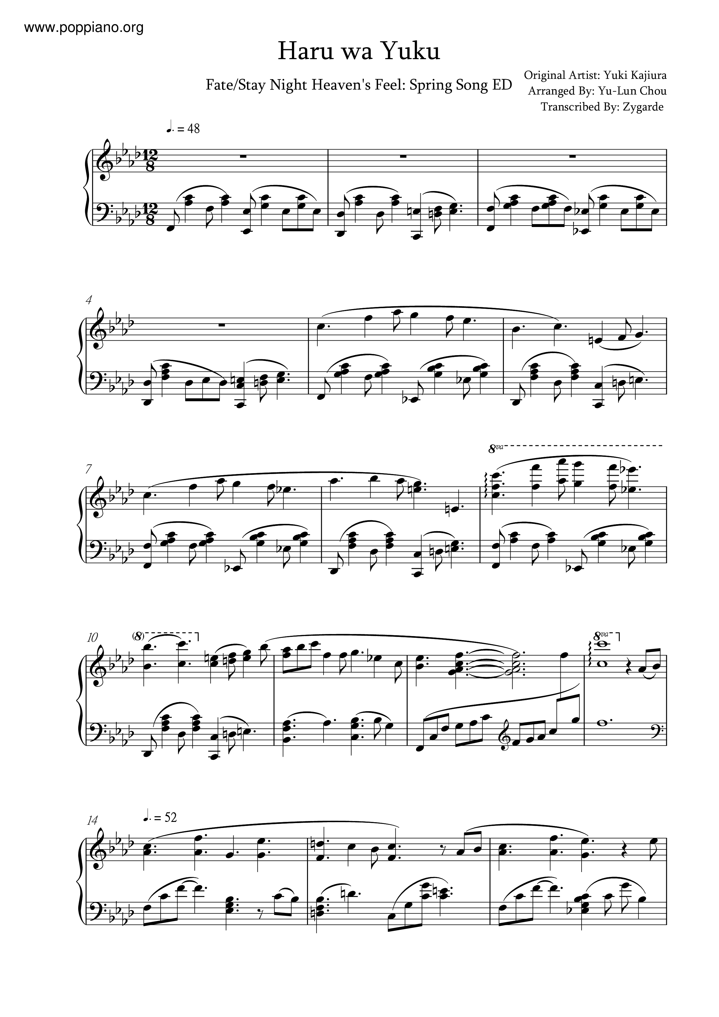 Haru Wa Yuku Score