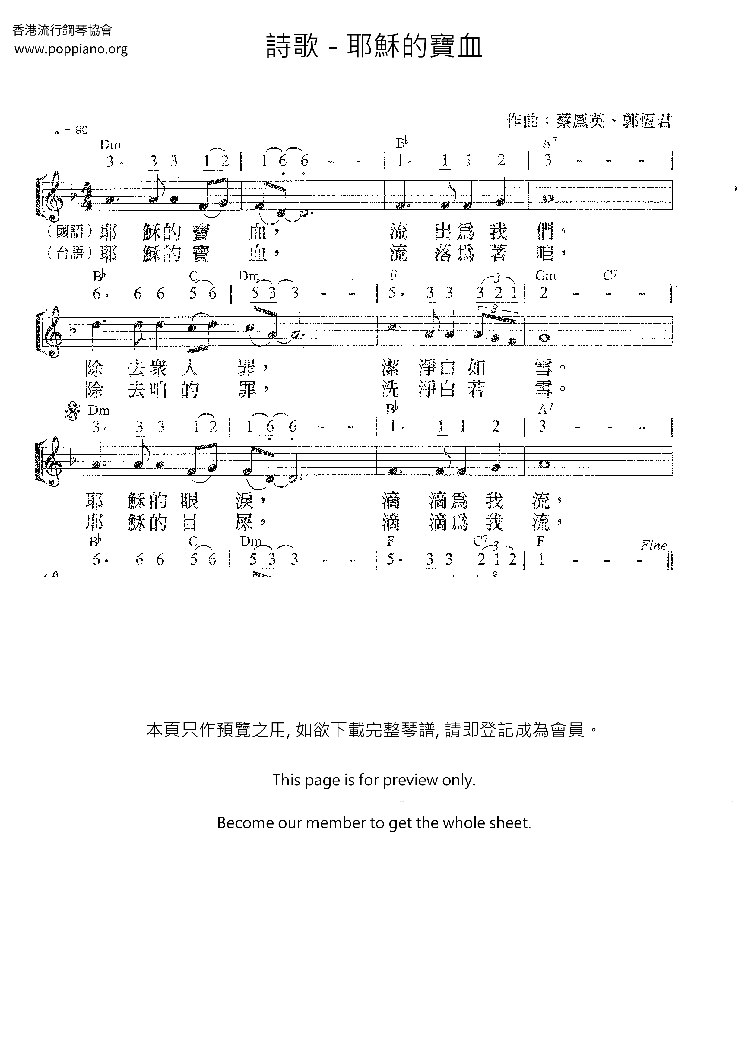 The Blood Of Jesus Score