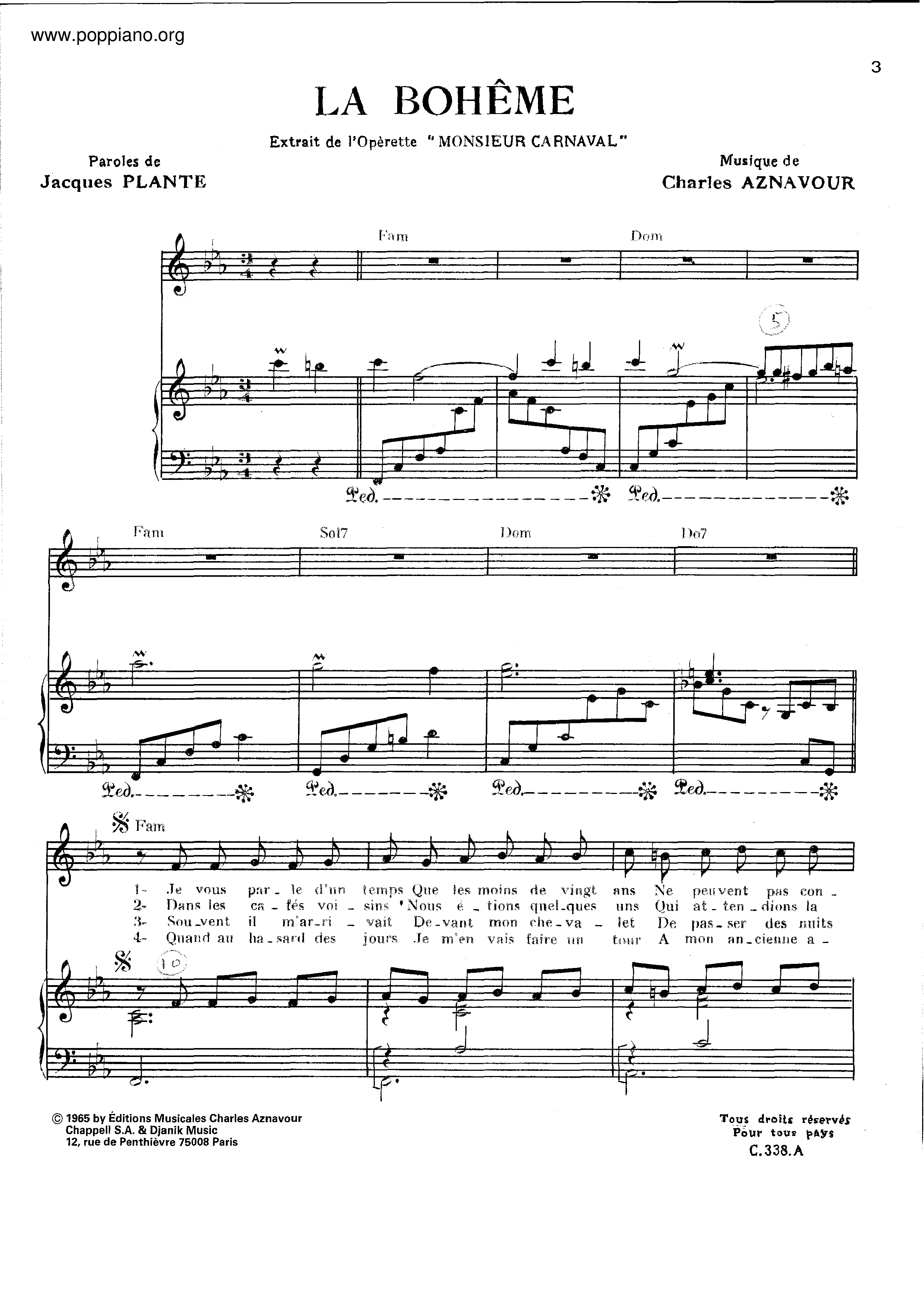 La Boheme Score