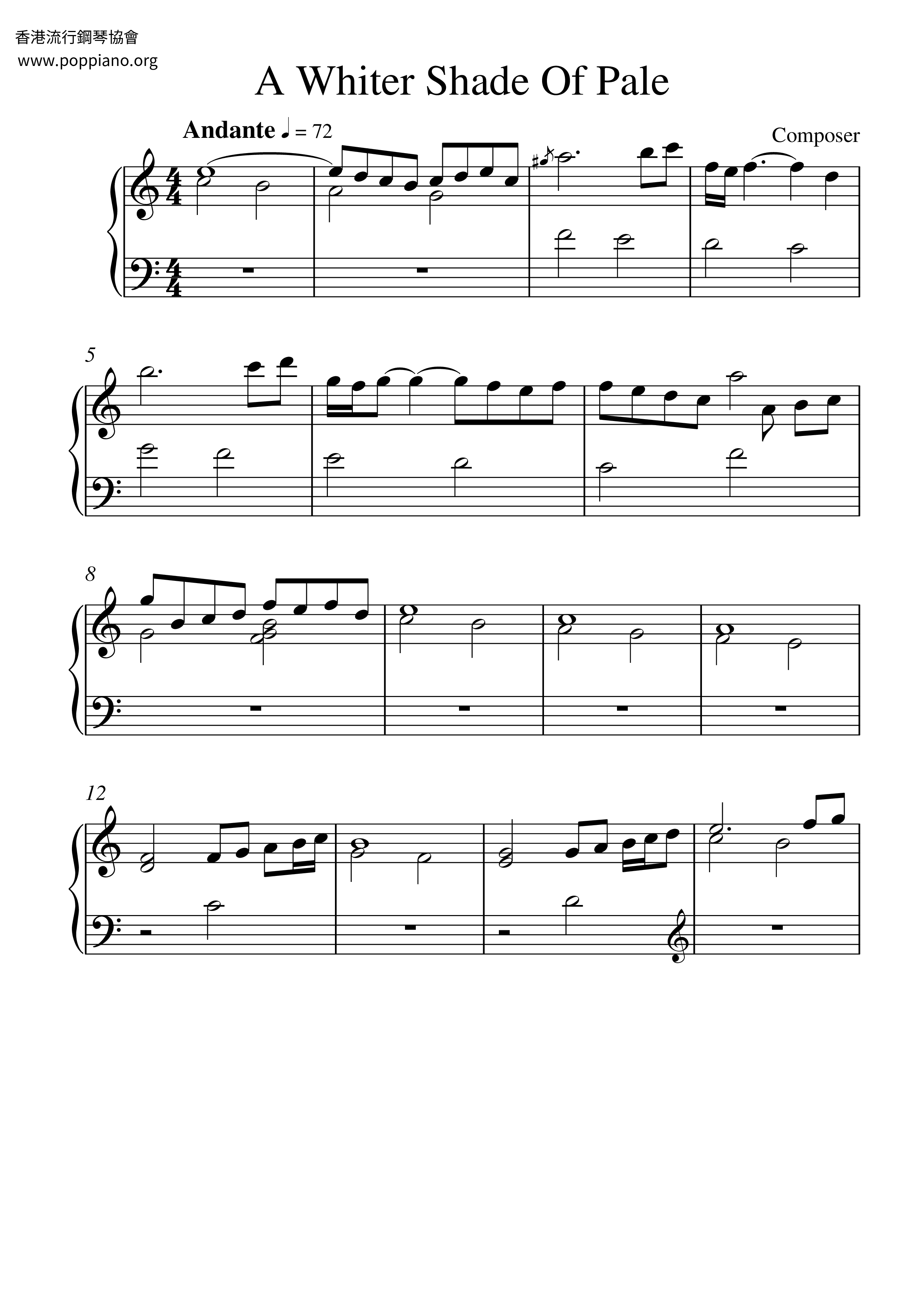 A Whiter Shade Of Pale  Score