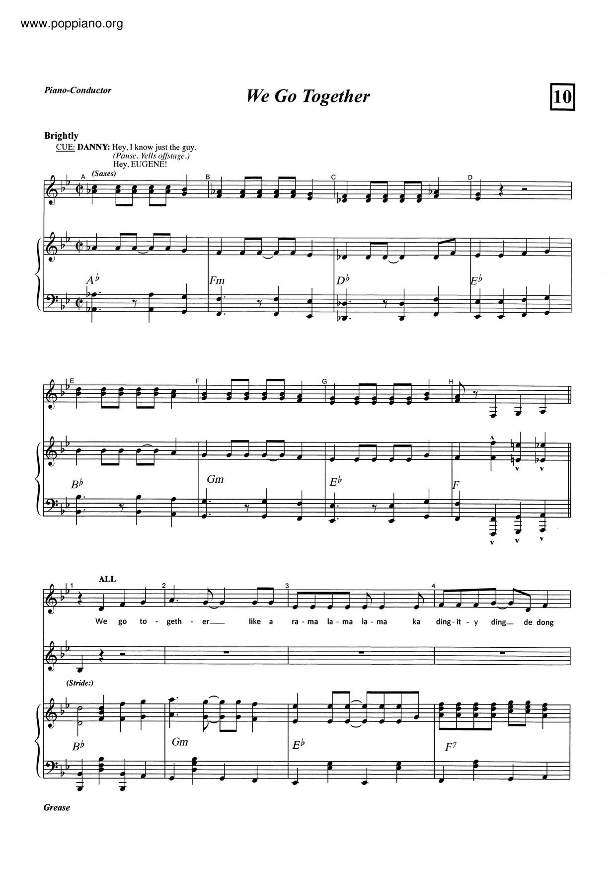 We Go Together - From Grease Score