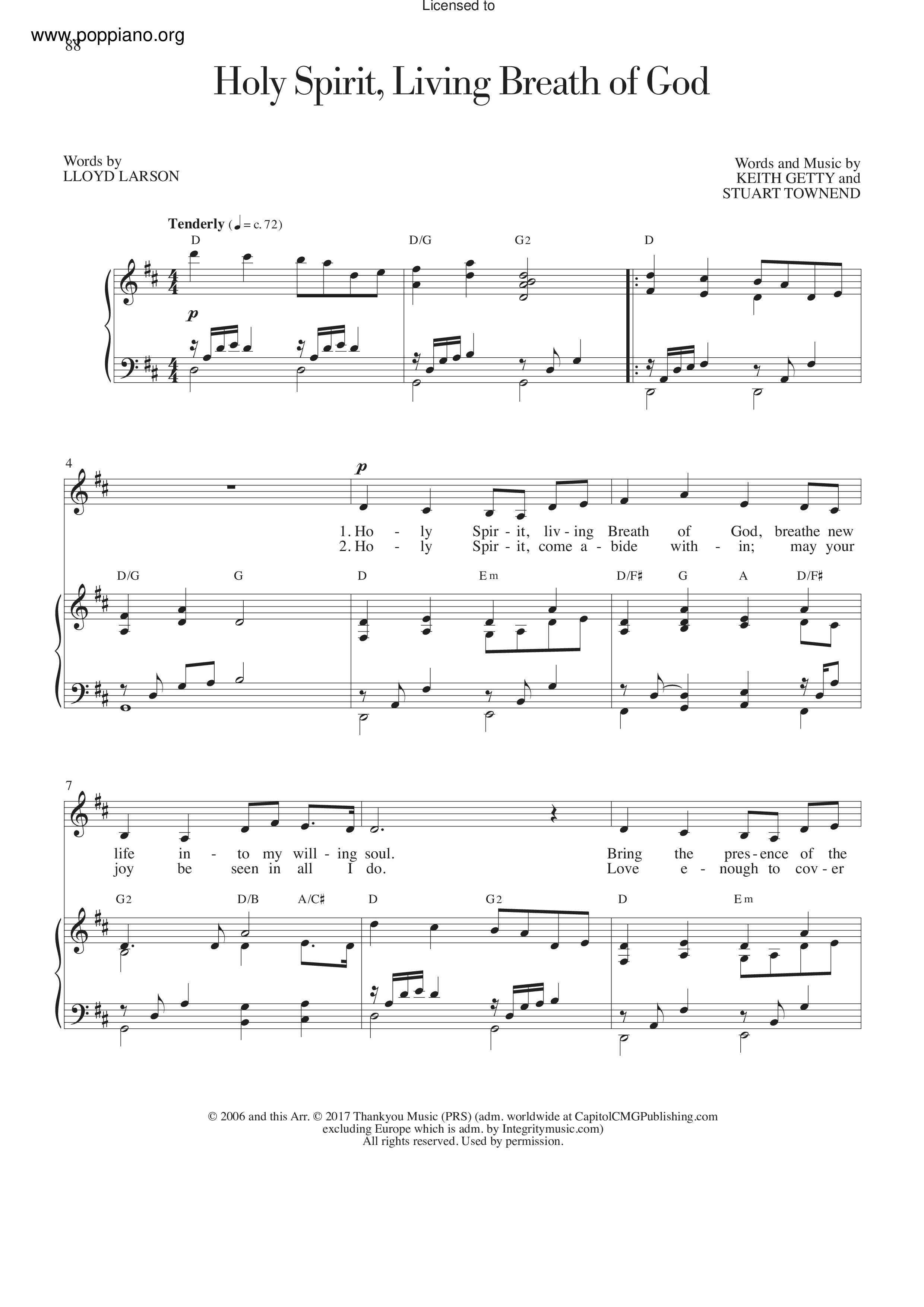 Holy Spirit, Living Breath Of God Score